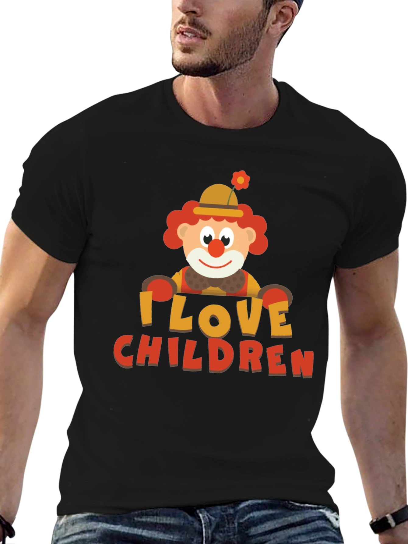 Black I Love Children Clown Graphic Tee - Black view 6