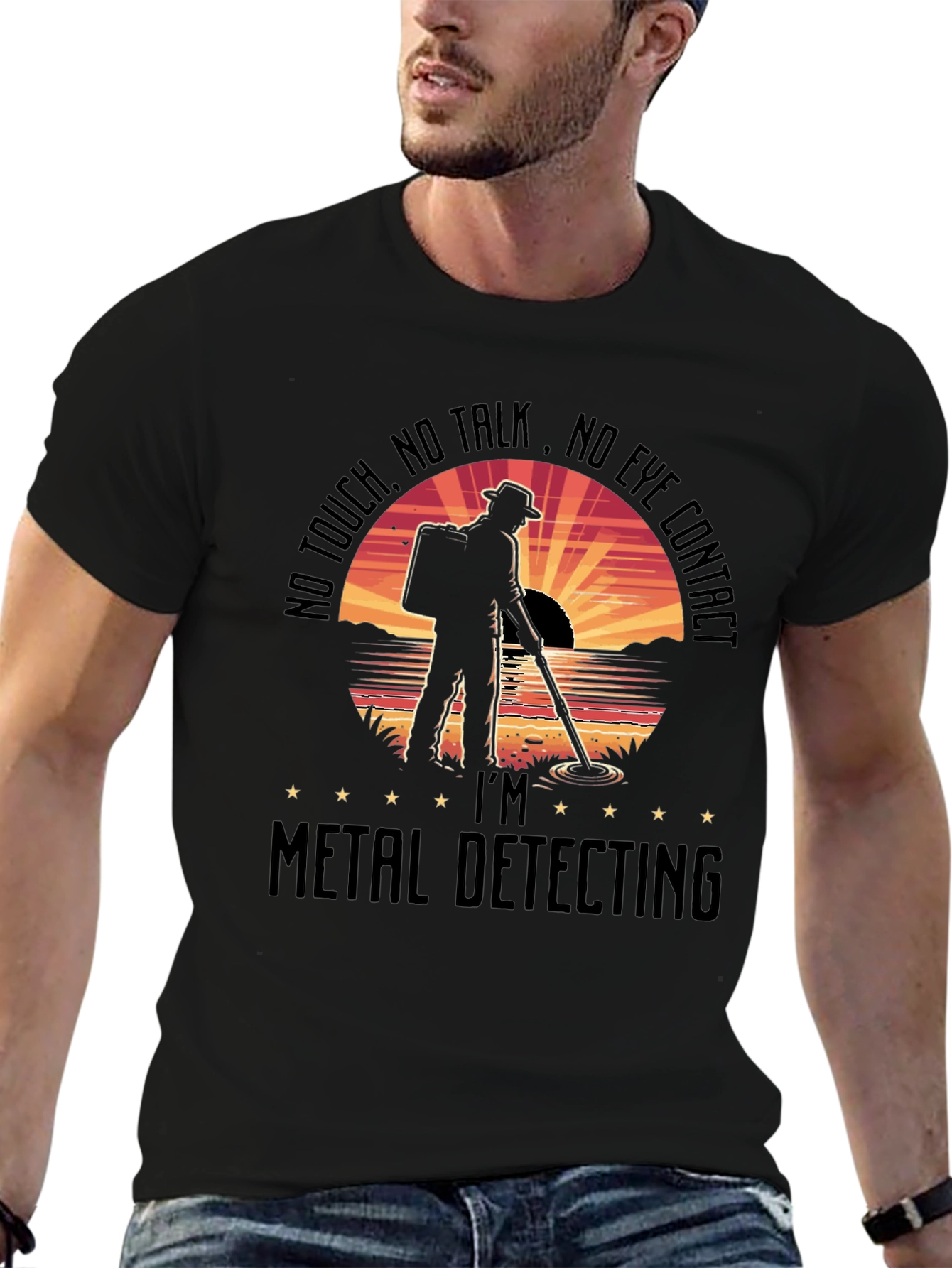 Black Metal Detecting T-Shirt - No Touch, No Talk, No Eye Contact view 6