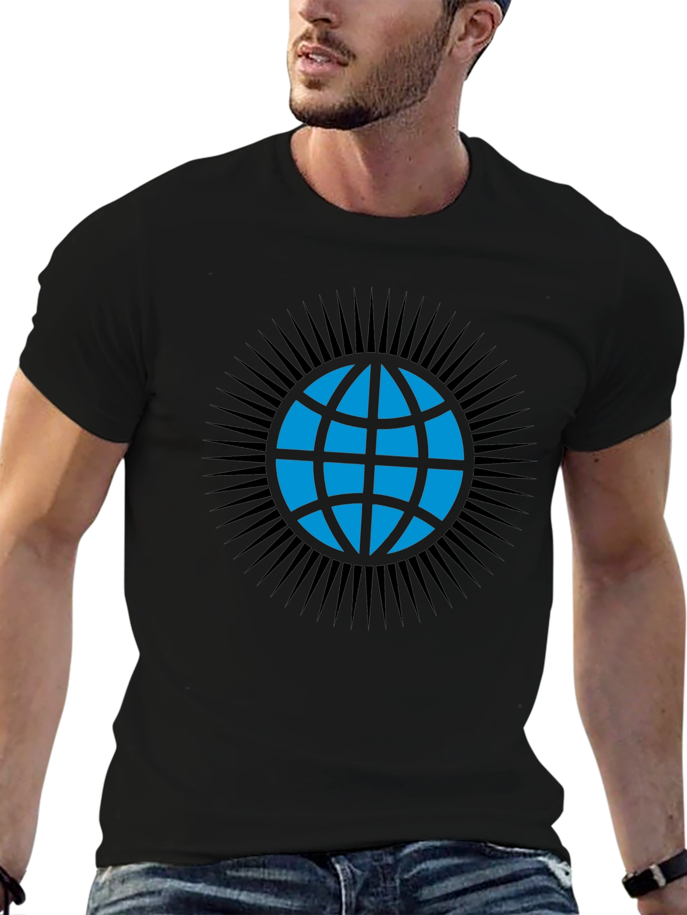 Black Globe Graphic T-Shirt - Modern Black Tee view 6