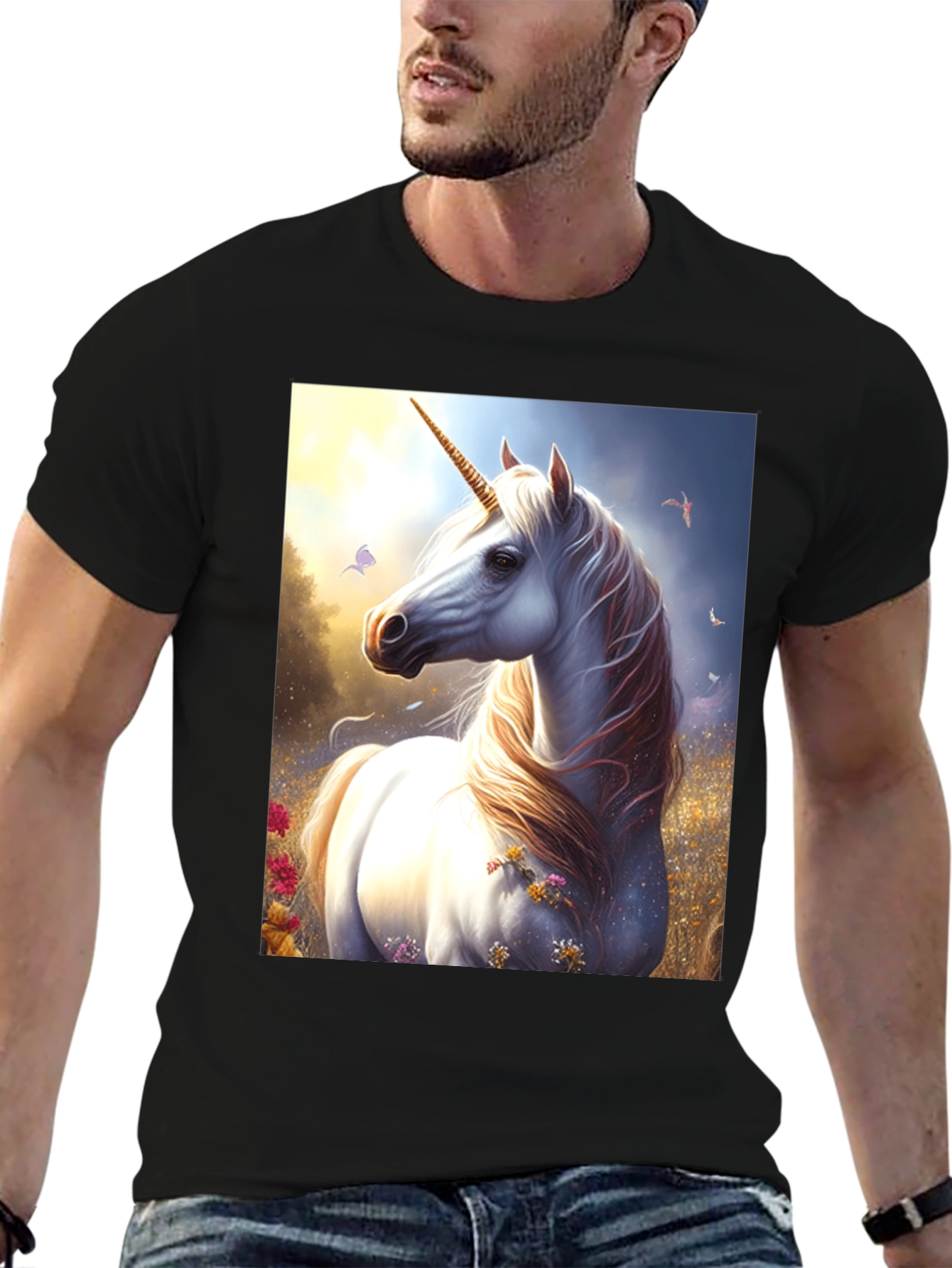 Black Unicorn Graphic Tee - Fantasy Black T-Shirt view 6