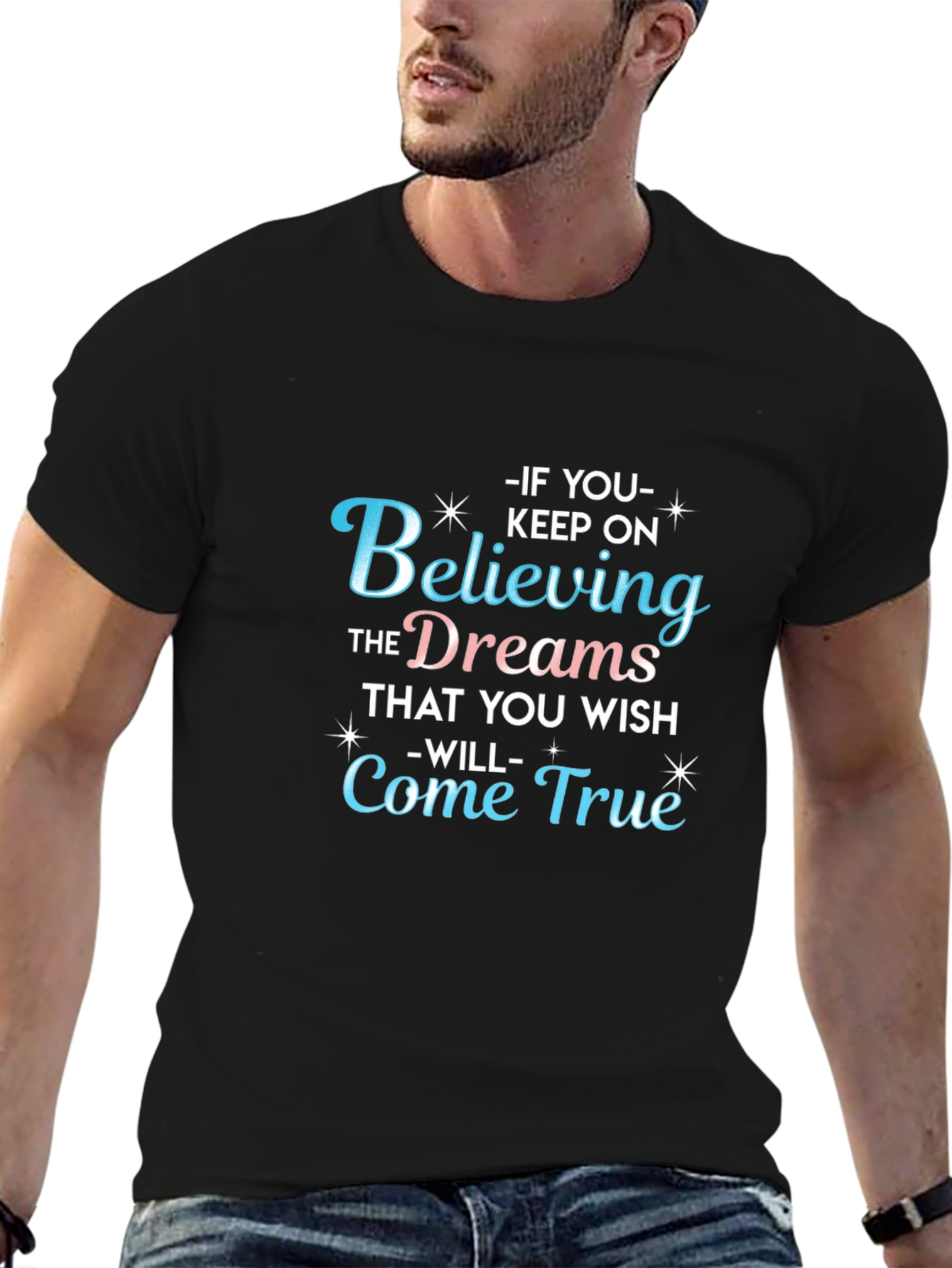 Black Believe in Your Dreams Graphic T-Shirt view 6
