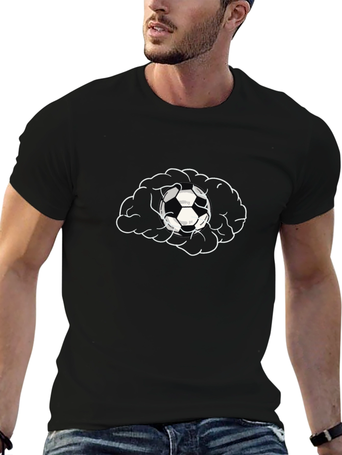 Black Brain Soccer T-Shirt - Black view 6