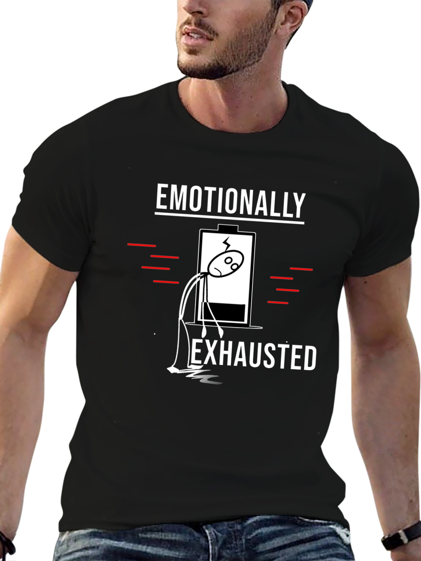 Black Emotionally Exhausted Graphic T-Shirt - Black view 6