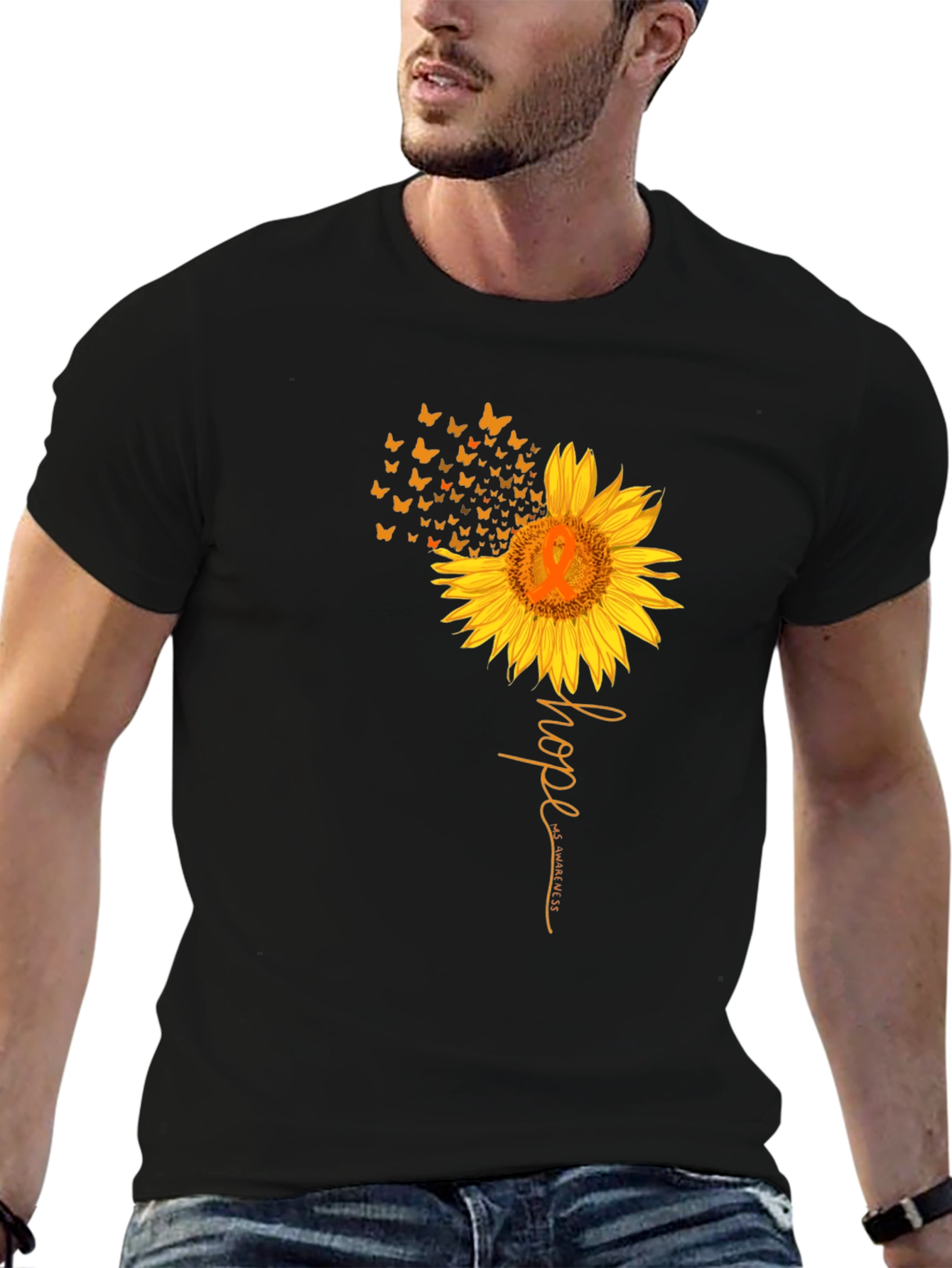 Black Hope Sunflower Awareness Graphic Tee view 6