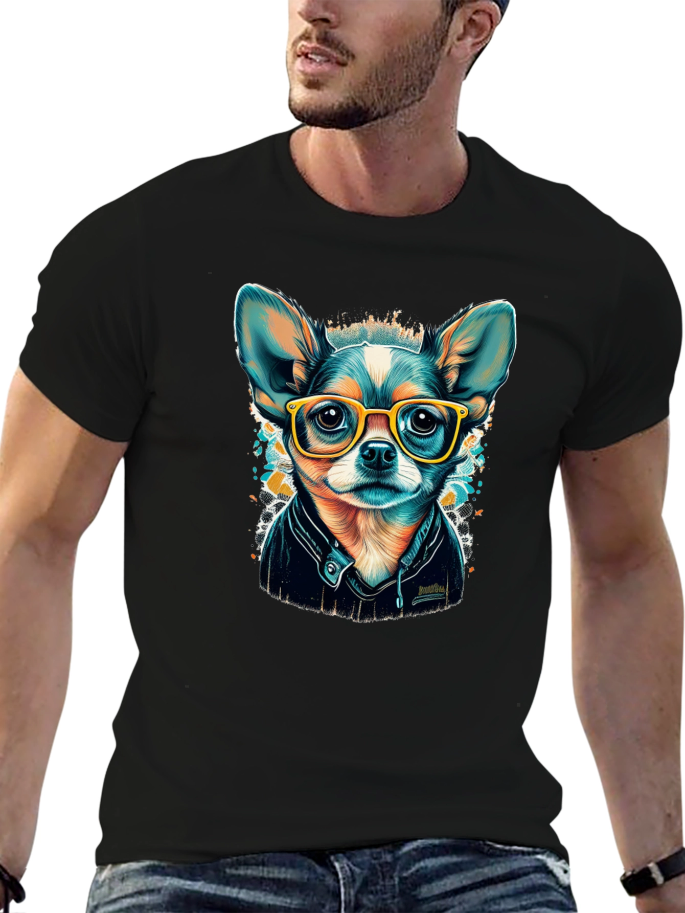 Black Cool Chihuahua T-Shirt view 6