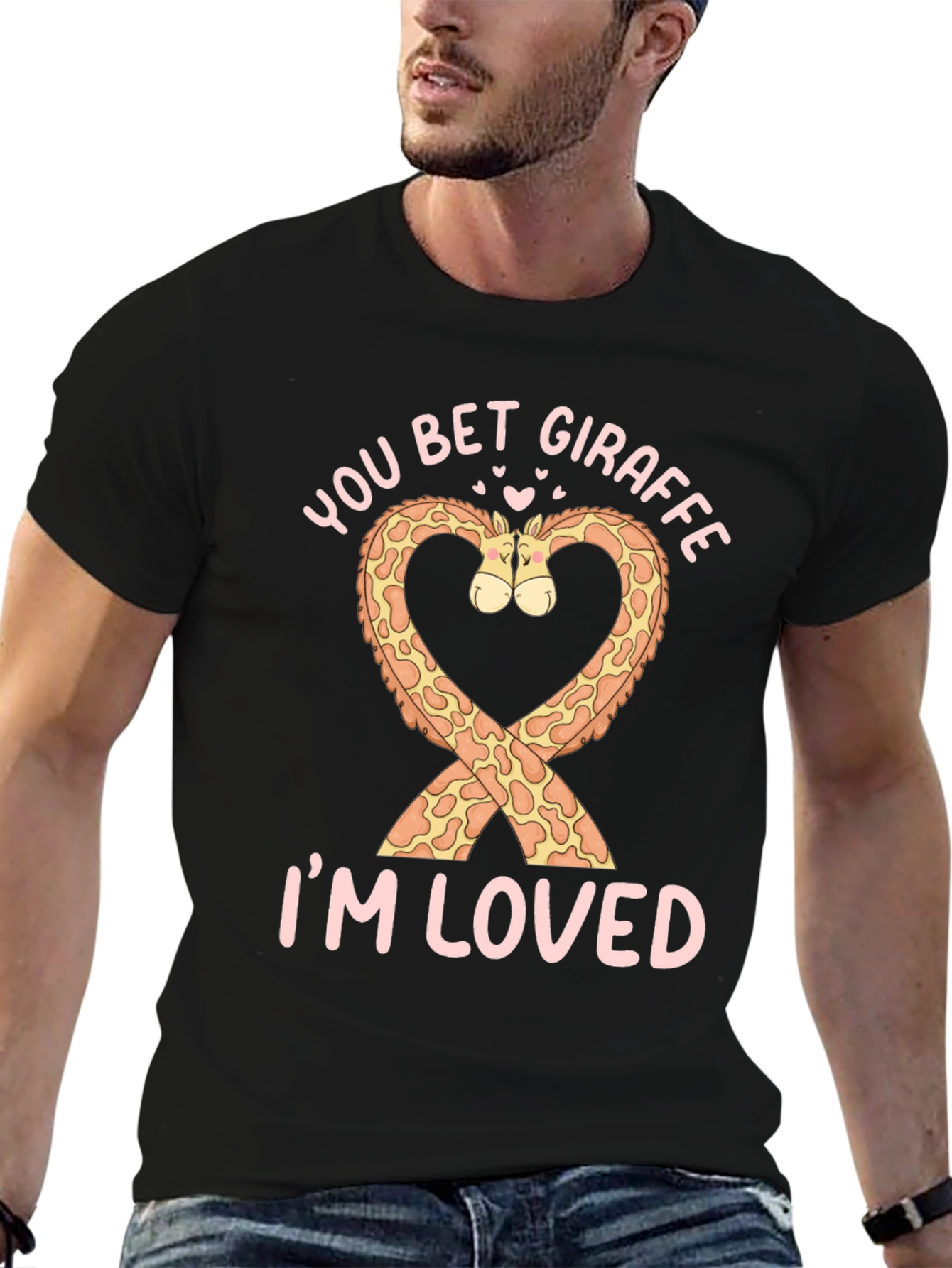 Black You Bet Giraffe I'm Loved Graphic T-Shirt view 6