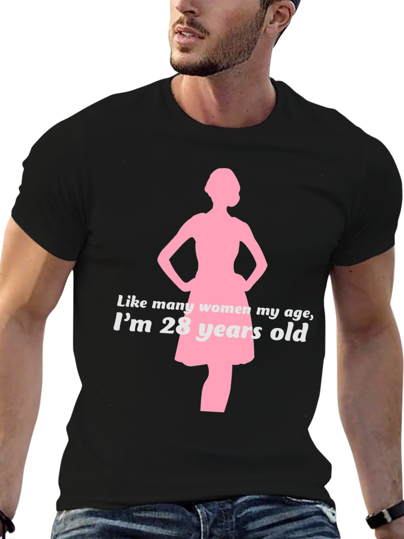 Black Funny "28 Years Old" Graphic T-Shirt view 6