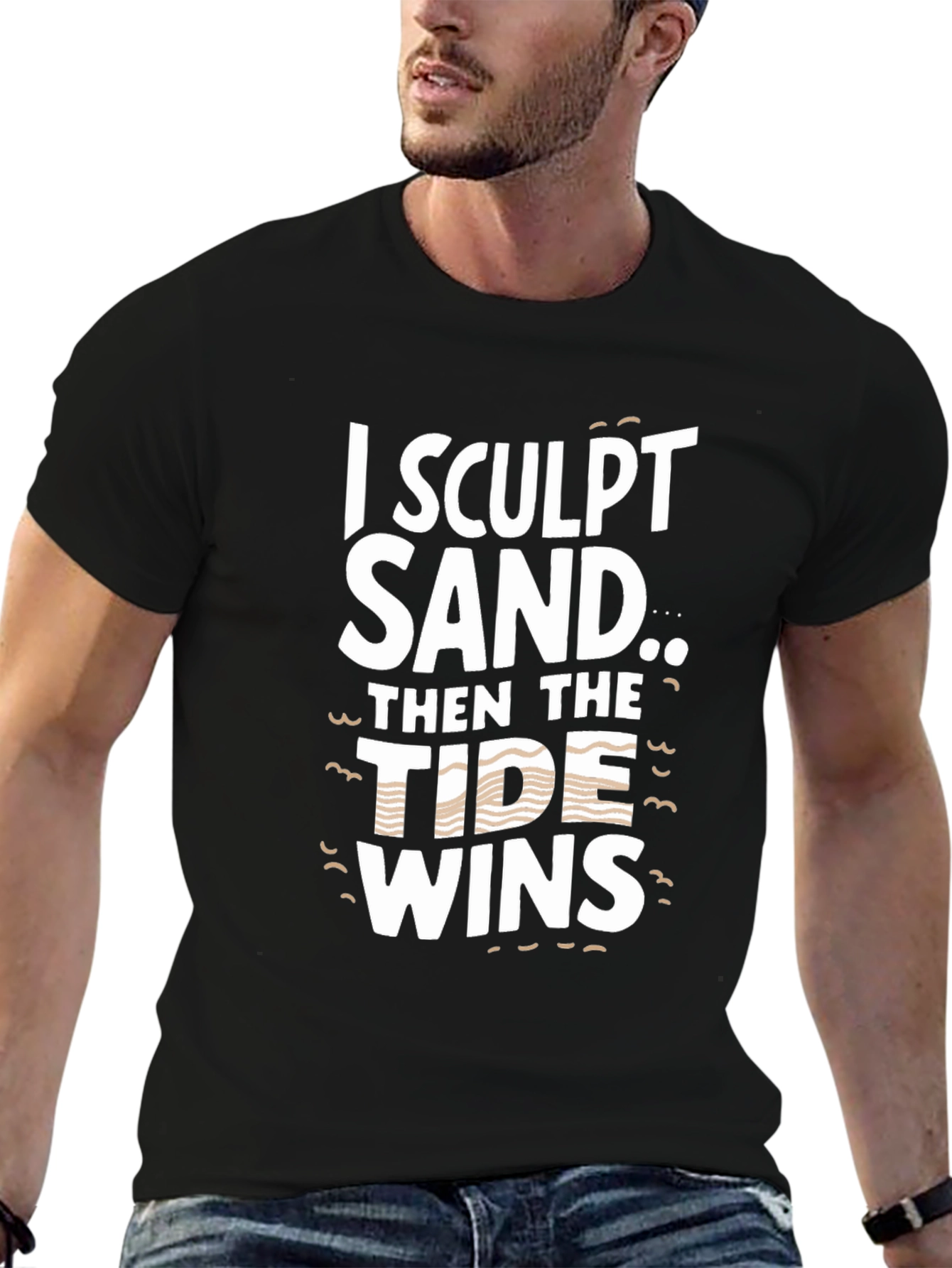 Black I Sculpt Sand Tide Wins Black T-Shirt view 6