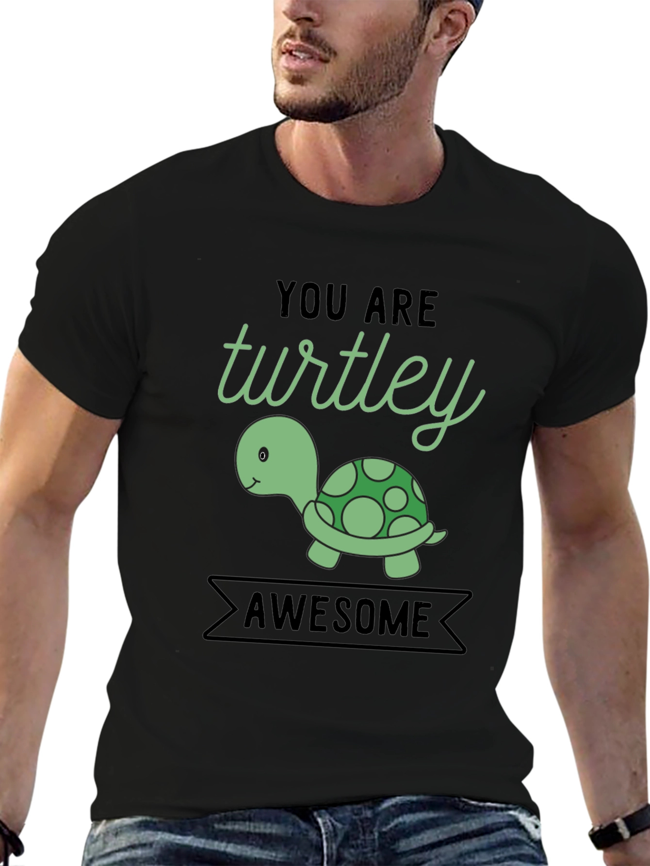 Black You are Turtley Awesome Graphic T-Shirt view 6