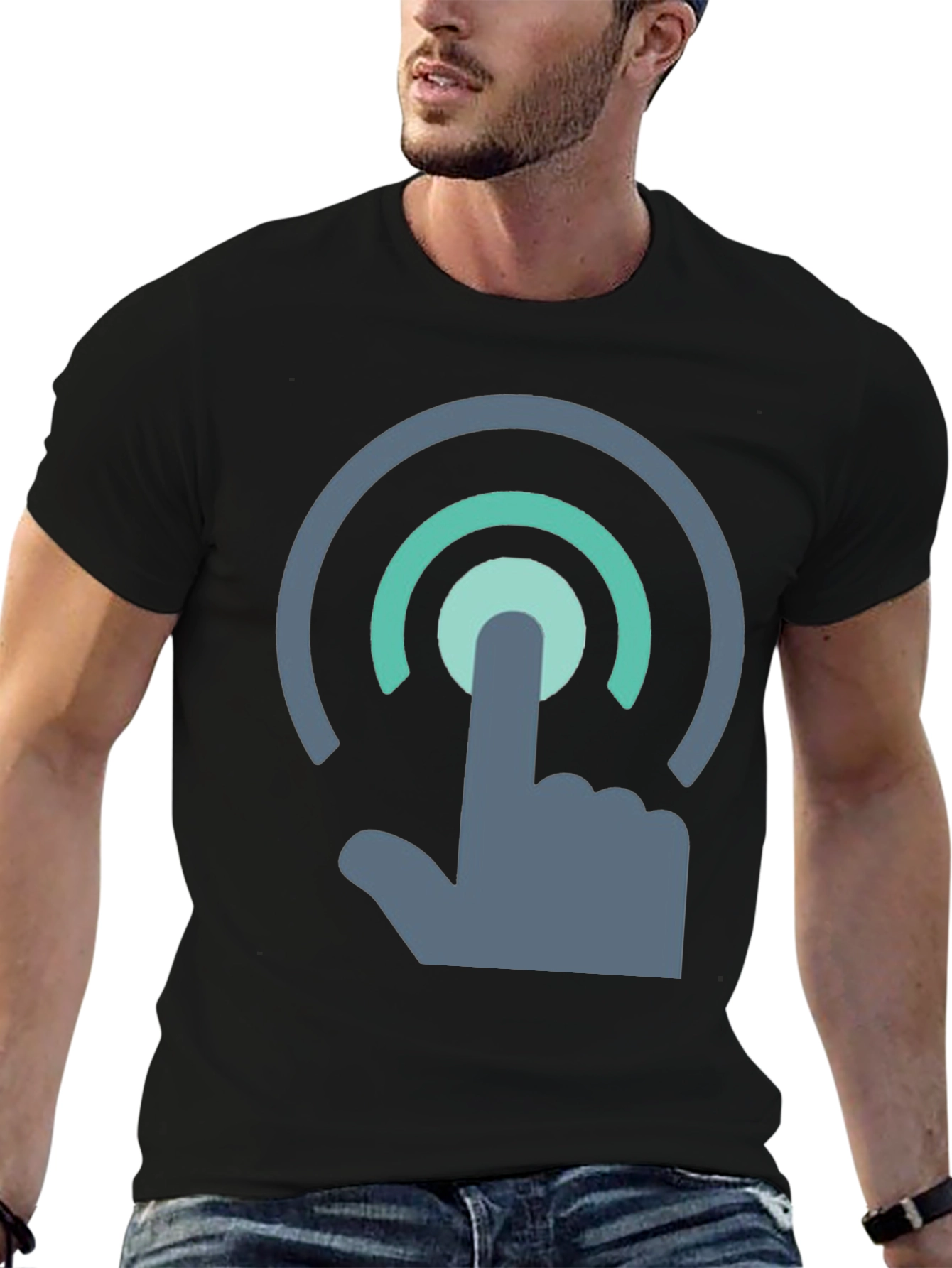 Black Touch Icon T-Shirt - Modern Graphic Tee view 6