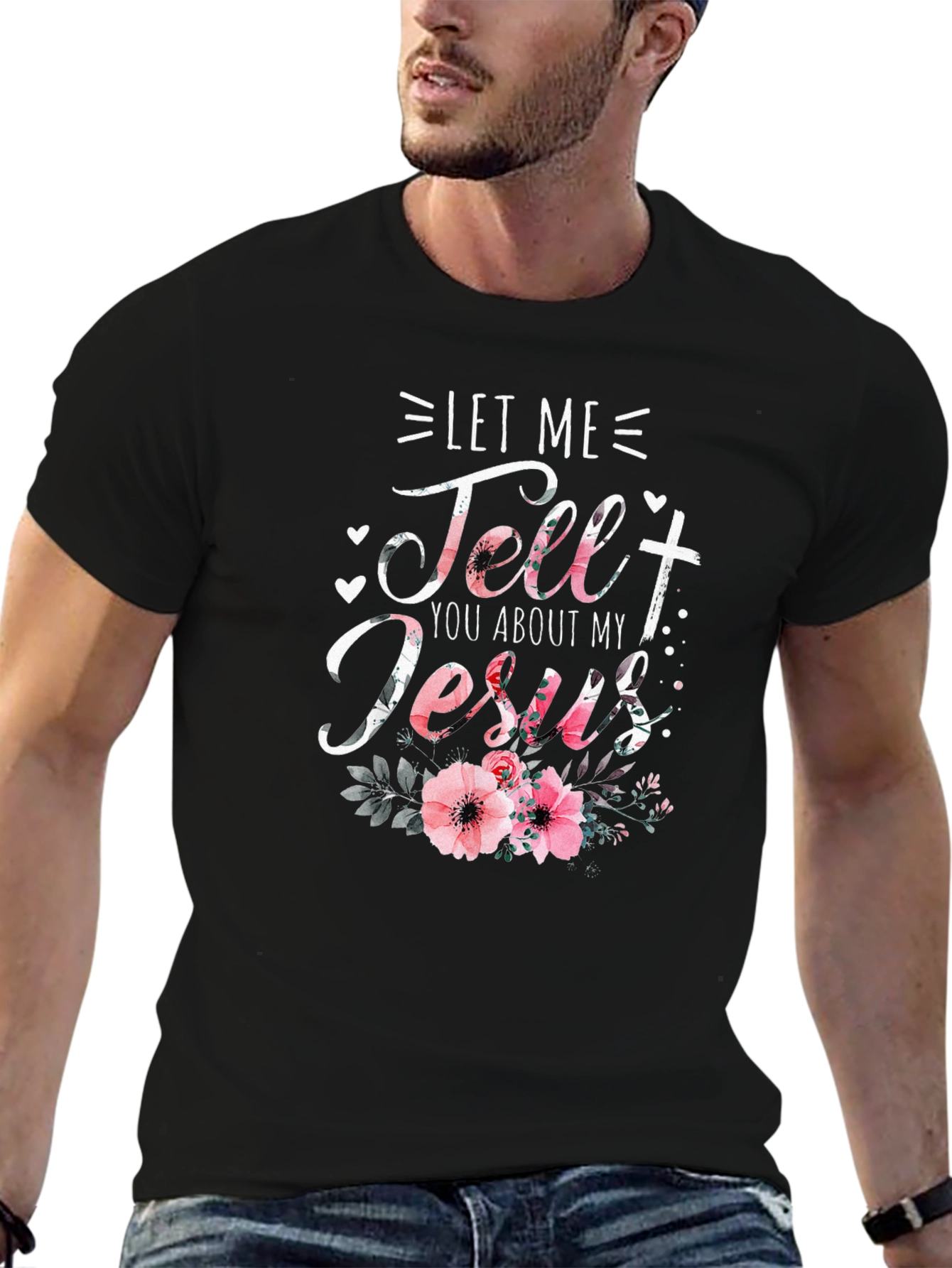 Black Let Me Tell You About My Jesus Floral T-Shirt view 6