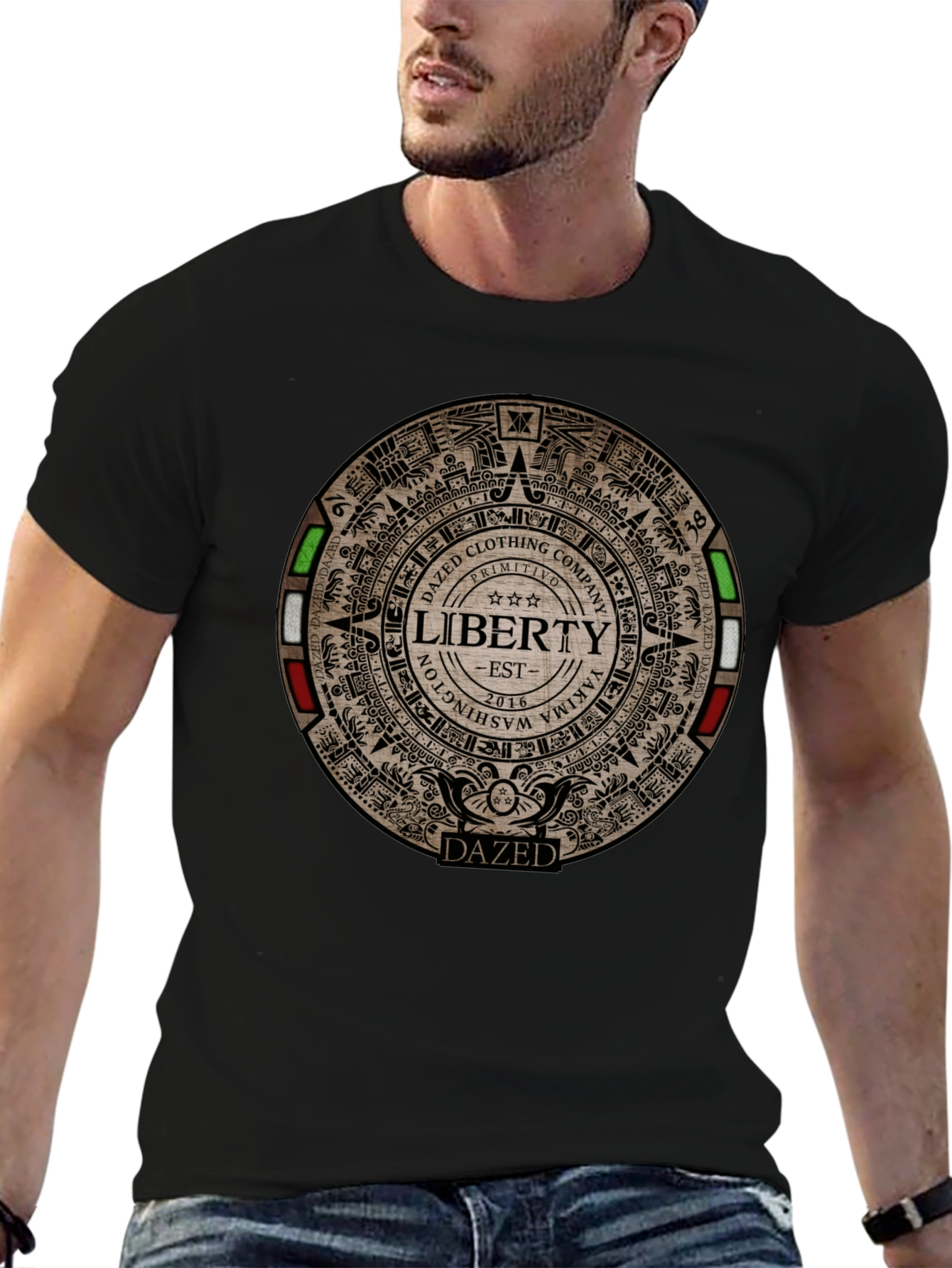 Black Dazed Clothing Liberty Aztec Graphic T-Shirt view 6
