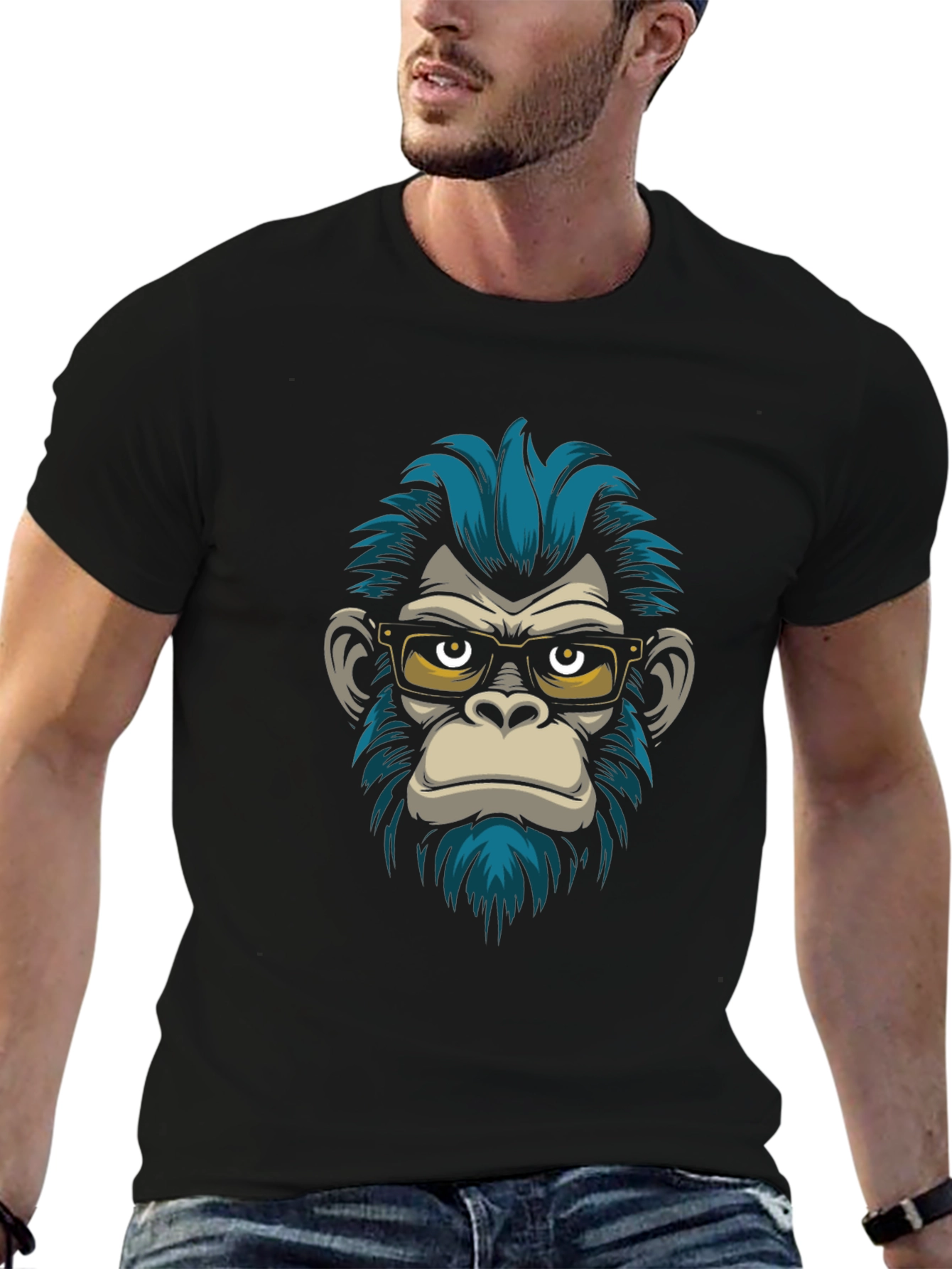 Black Cool Monkey Graphic T-Shirt - Black view 6