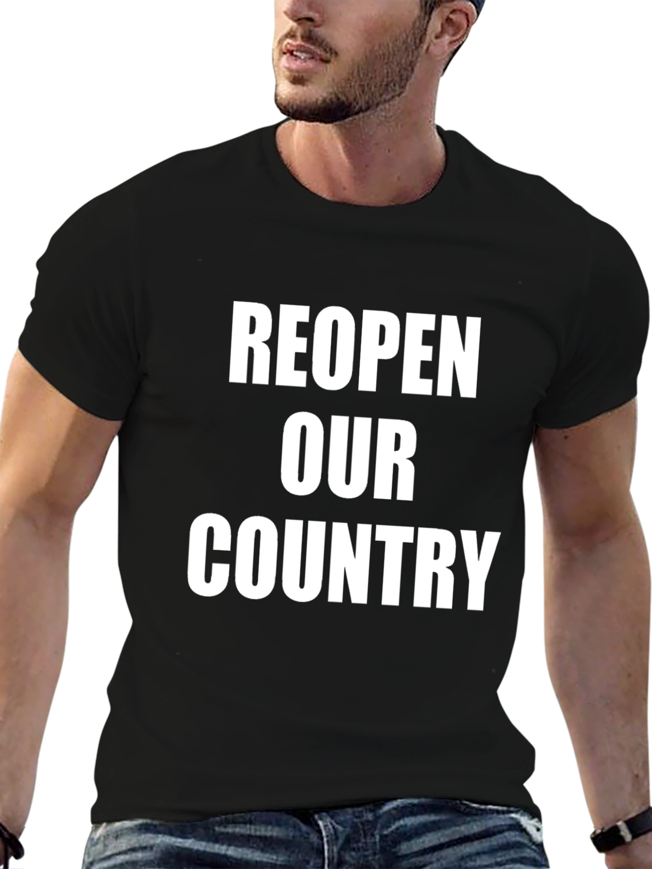 Black Reopen Our Country Graphic Tee - Black view 6