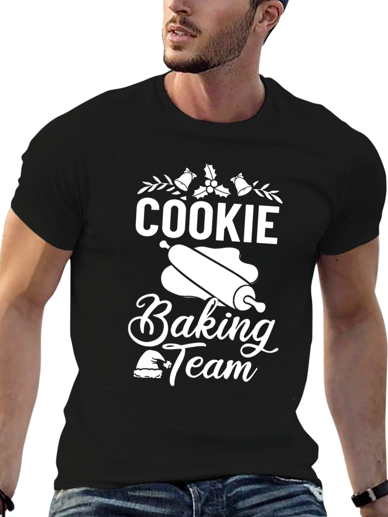 Black Cookie Baking Team Holiday T-Shirt view 6
