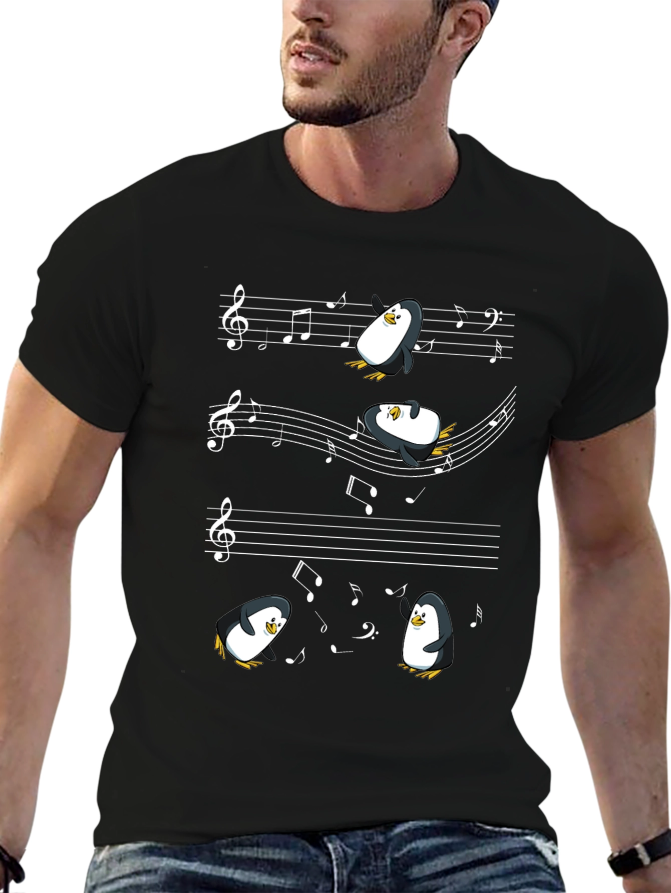 Black Musical Penguins T-Shirt view 6