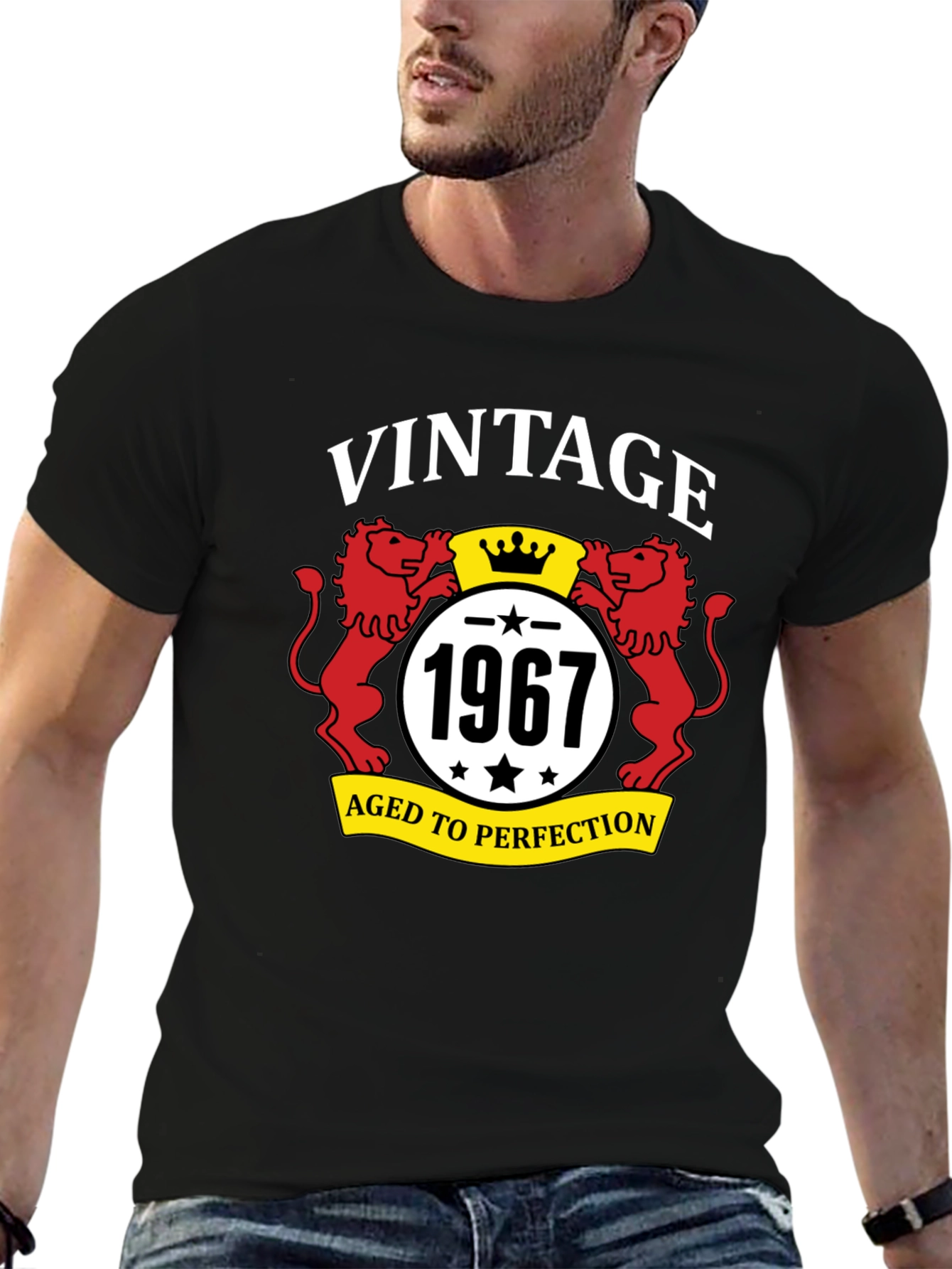 Black Vintage 1967 Aged to Perfection Black T-Shirt view 6
