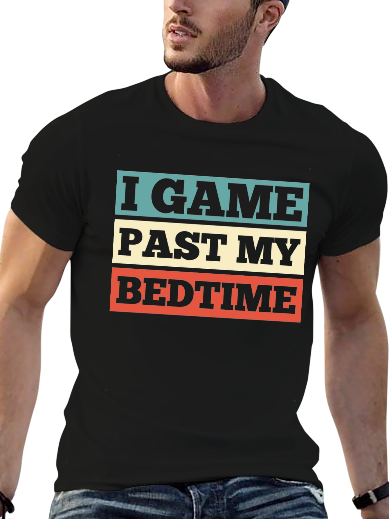 Black I GAME PAST MY BEDTIME Graphic T-Shirt view 6