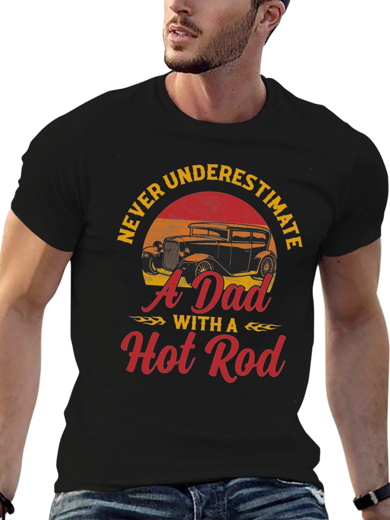 Black Dad Hot Rod T-Shirt - Never Underestimate! view 6