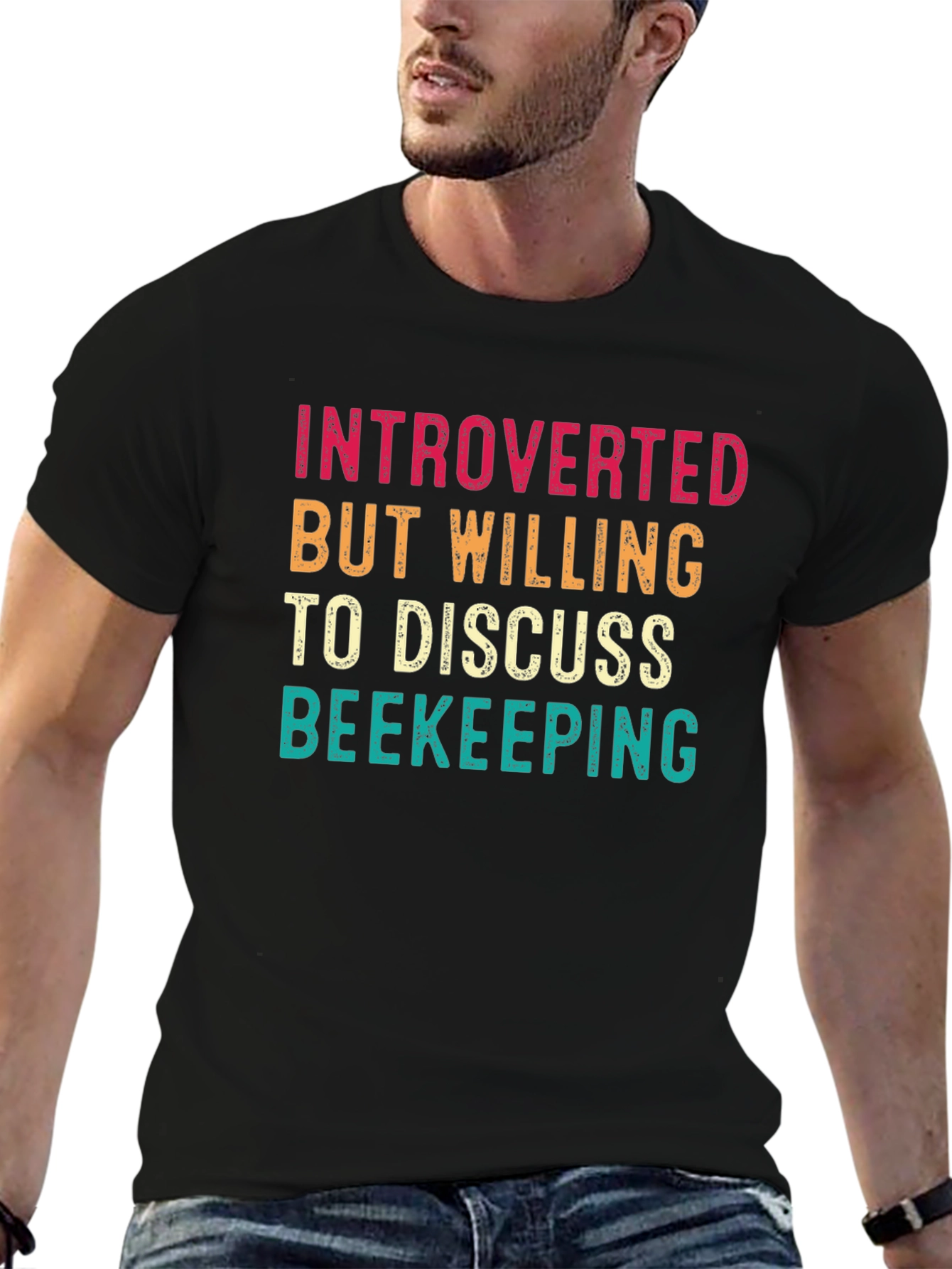 Black Introverted Beekeeping T-Shirt view 6