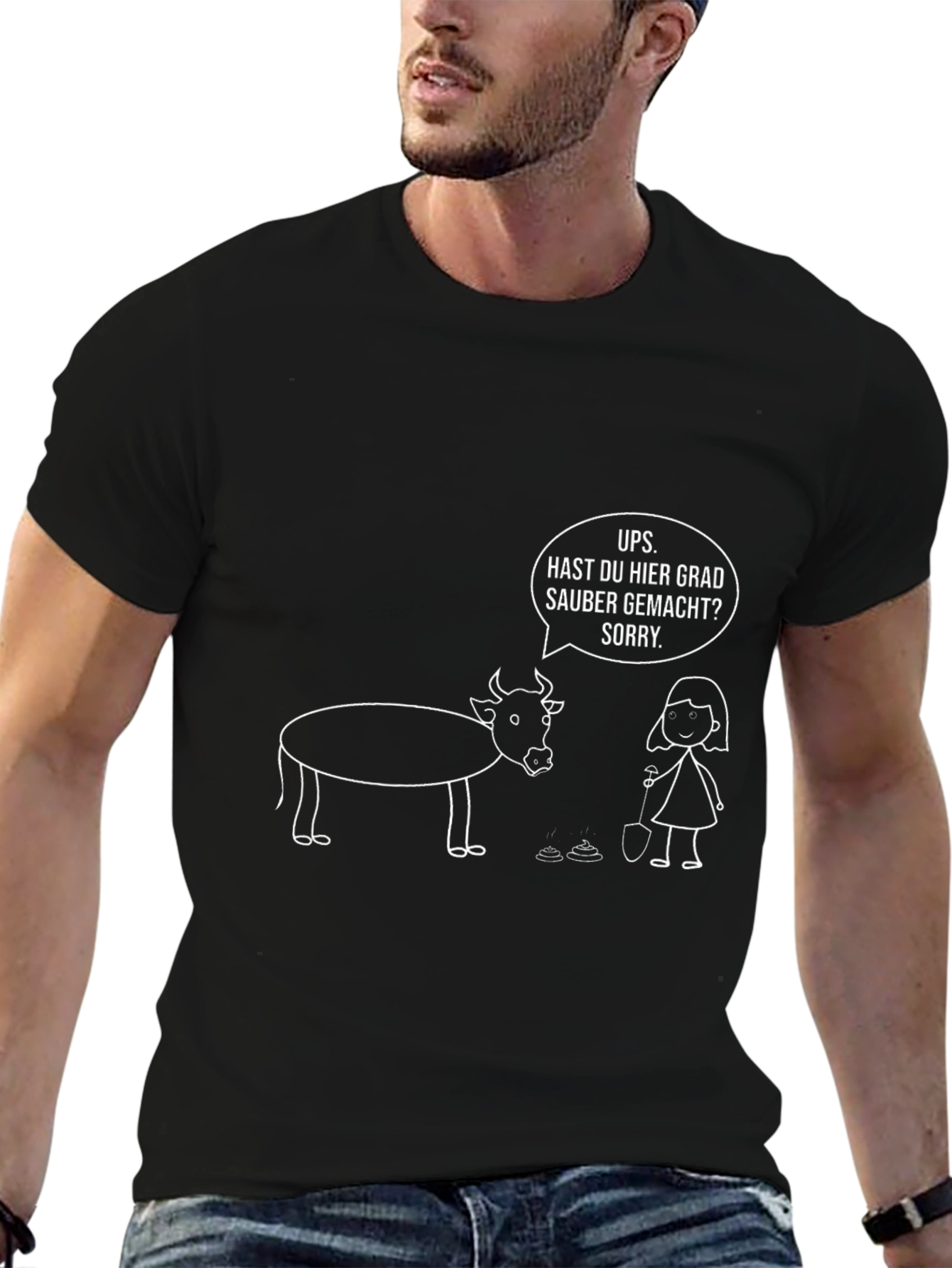 Black Funny Cow Oops Clean-Up Graphic Tee view 6