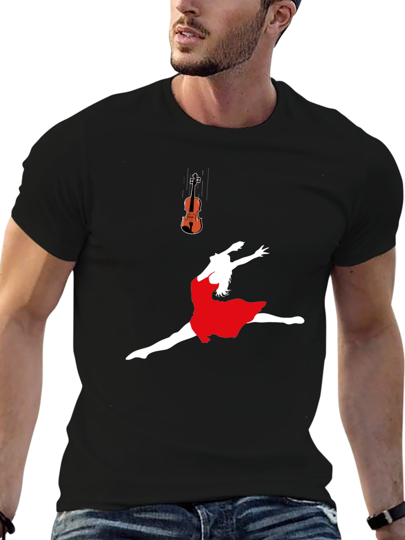 Black Dance & Music T-Shirt - Black Cotton Blend view 6