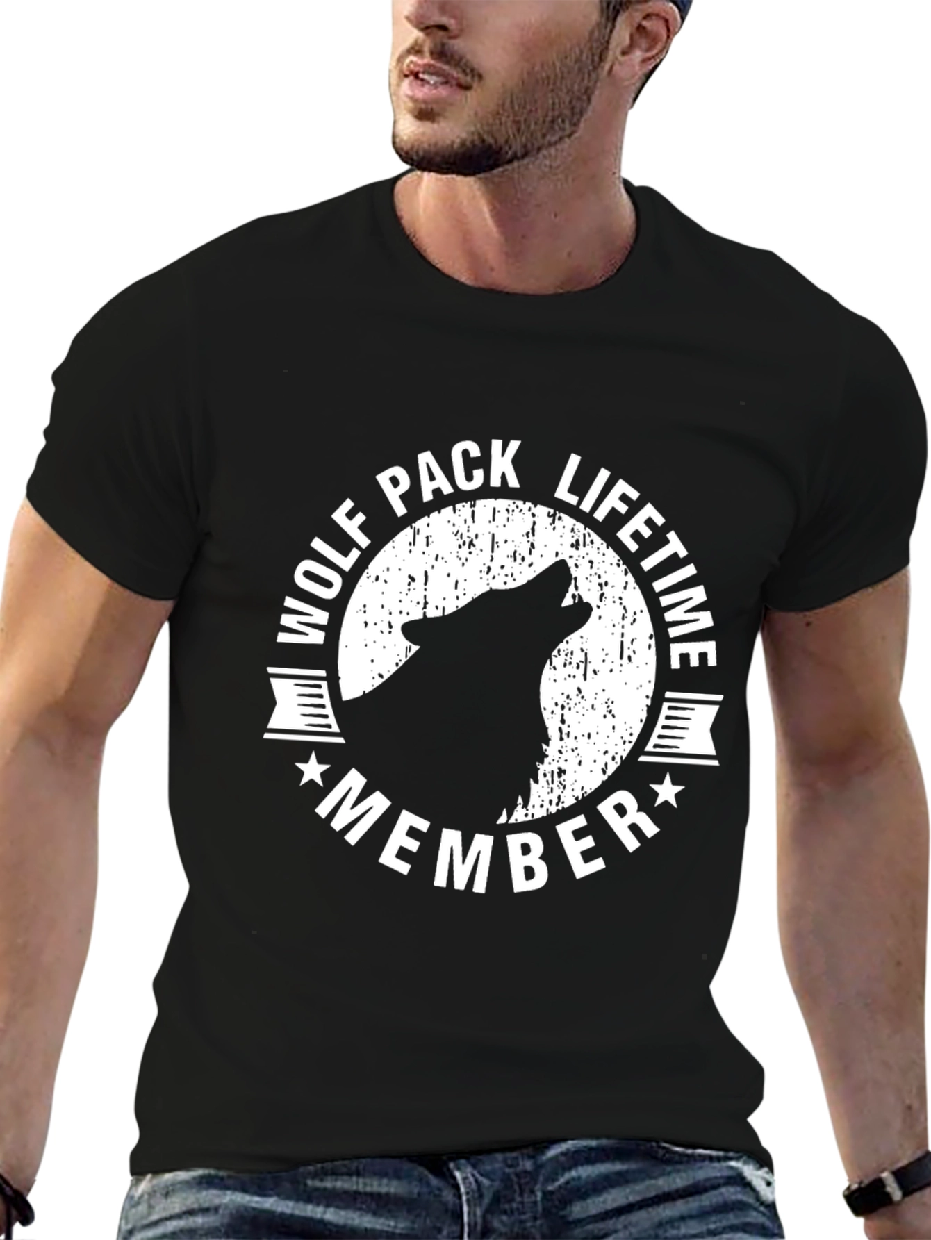 Black Wolf Pack Lifetime Member T-Shirt - Black view 6