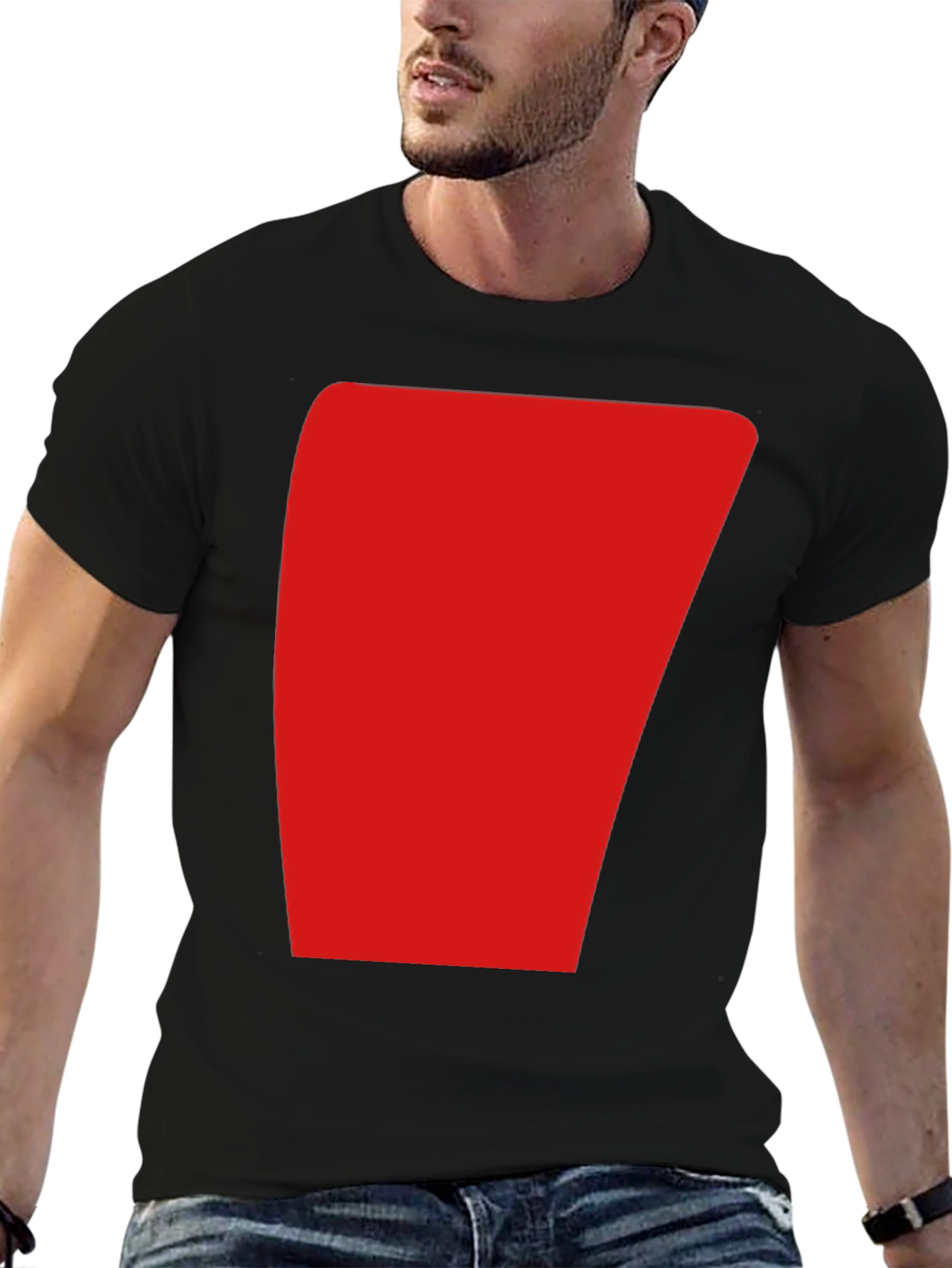 Black Bold Red Graphic Black T-Shirt - Modern Casual Style view 6