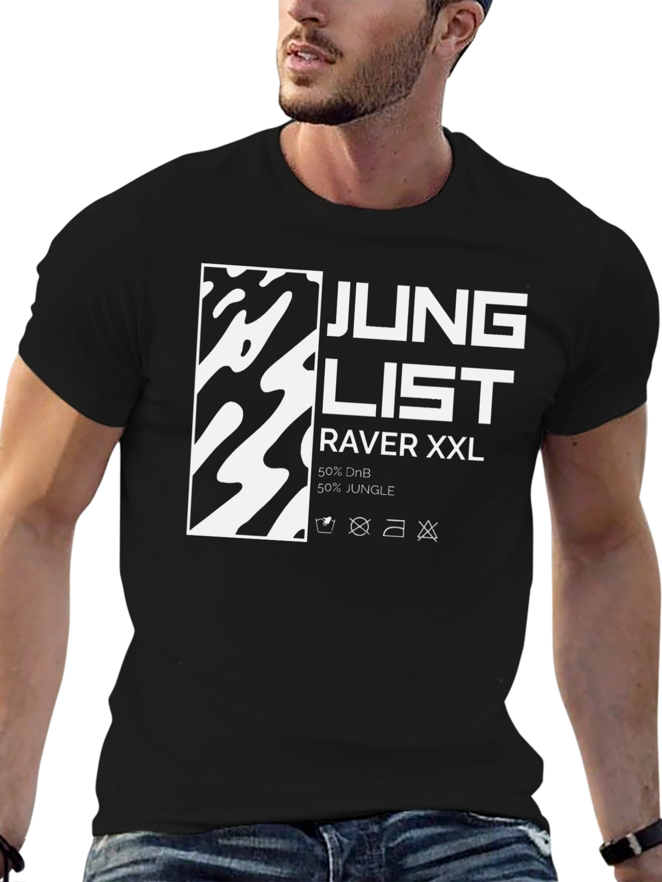 Black Junglist Raver XXL Black Graphic T-Shirt view 6