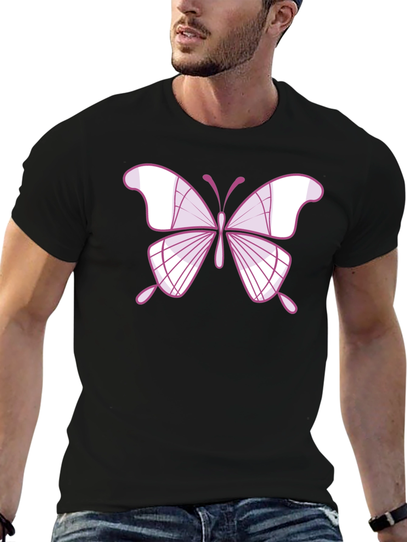 Black Butterfly Graphic Tee - Stylish Men's Black T-Shirt view 6