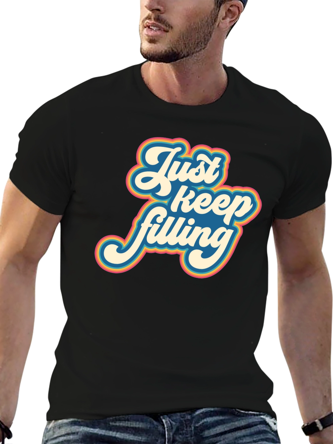 Black Retro 'Just Keep Filling' Graphic T-Shirt view 6