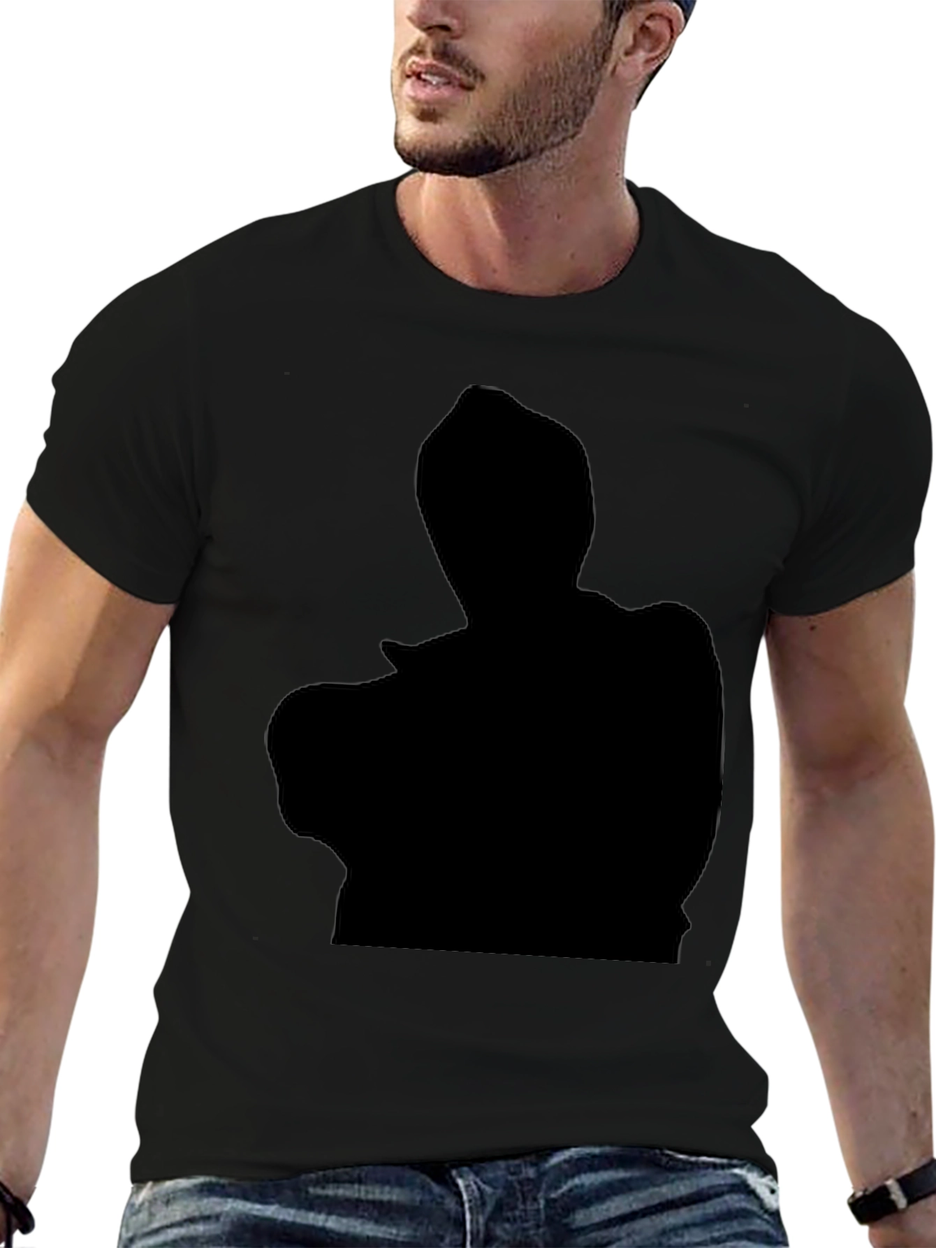 Black Black Silhouette Graphic Tee - Men's Casual T-Shirt view 6