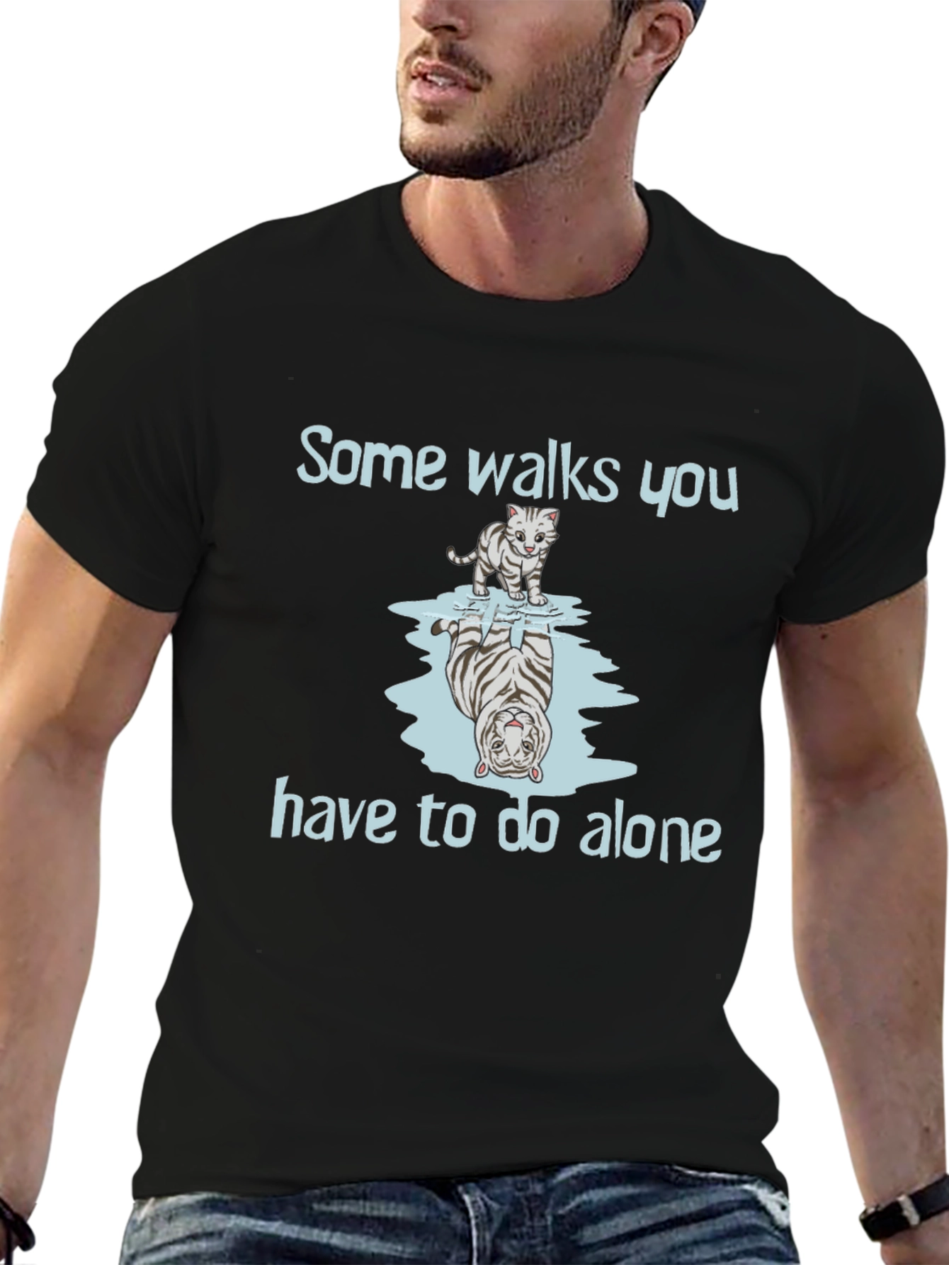 Black Tiger Reflection Graphic Tee - Some Walks You Have to Do Alone view 6