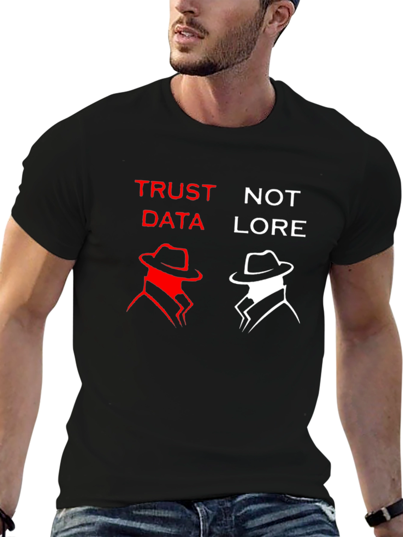 Black Trust Data Not Lore Graphic T-Shirt view 6