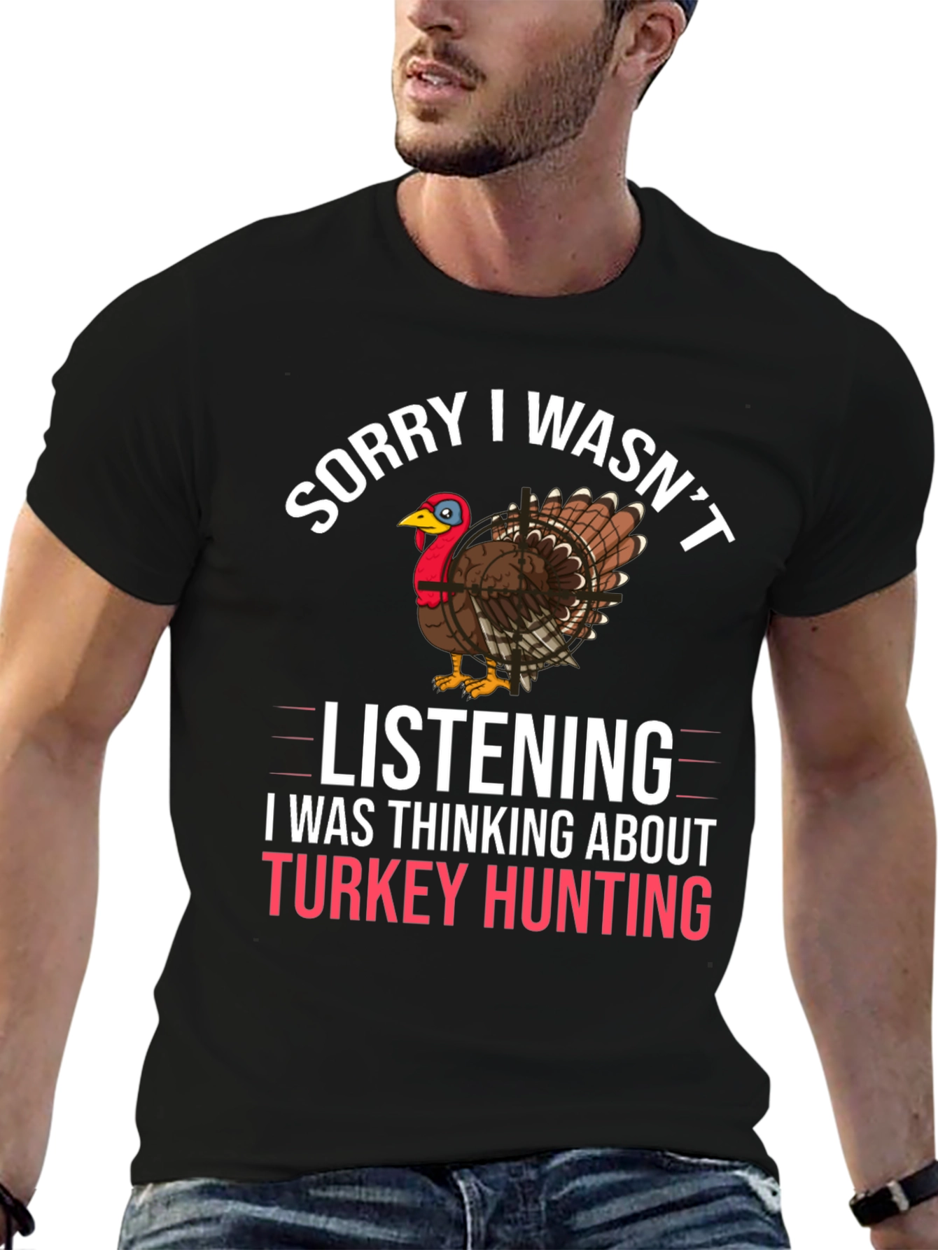 Black Turkey Hunting Graphic T-Shirt view 6
