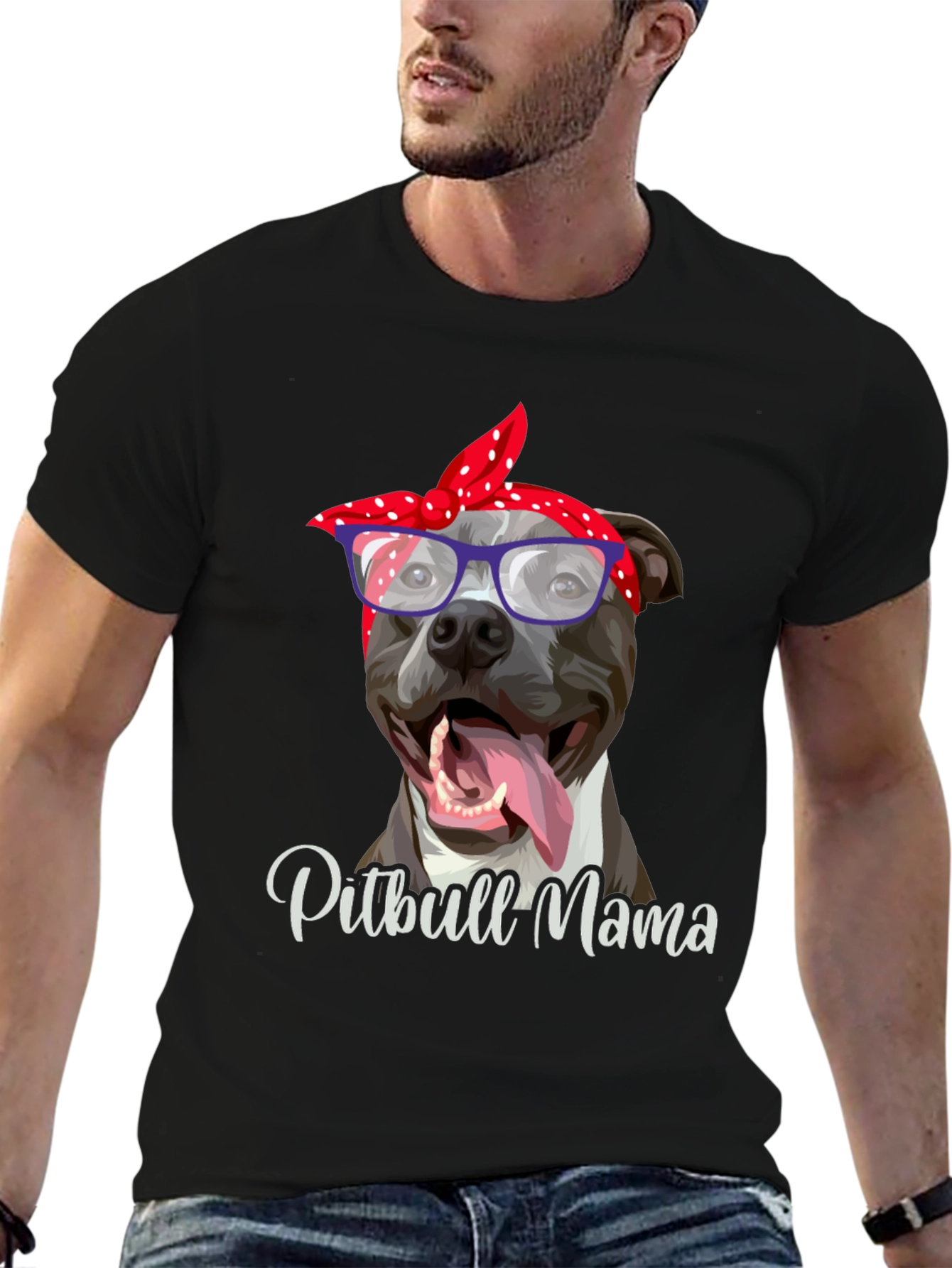 Black Pitbull Mama Graphic T-Shirt - Dog Lover Tee view 6