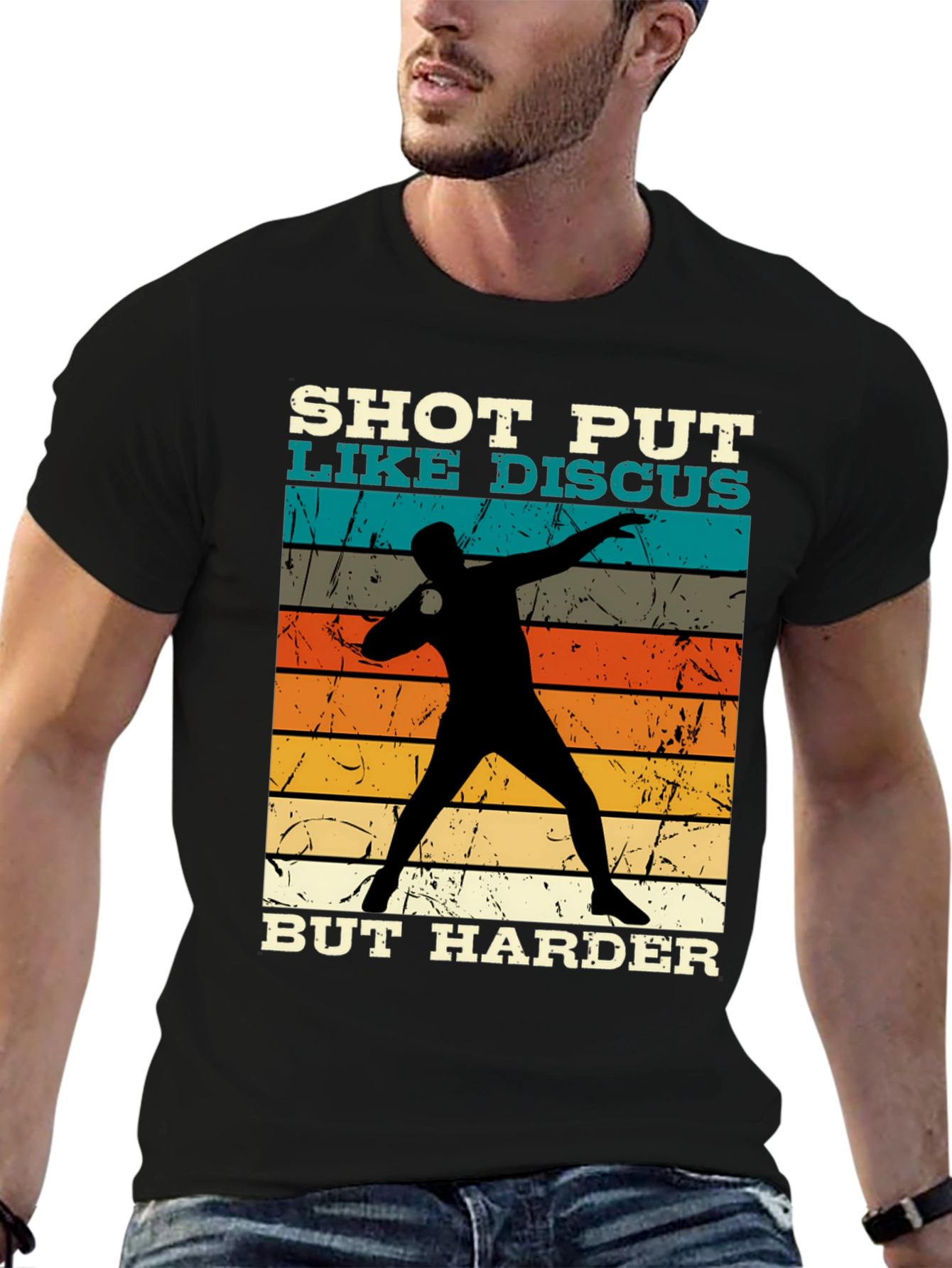 Black Shot Put Like Discus Black Graphic Tee view 6