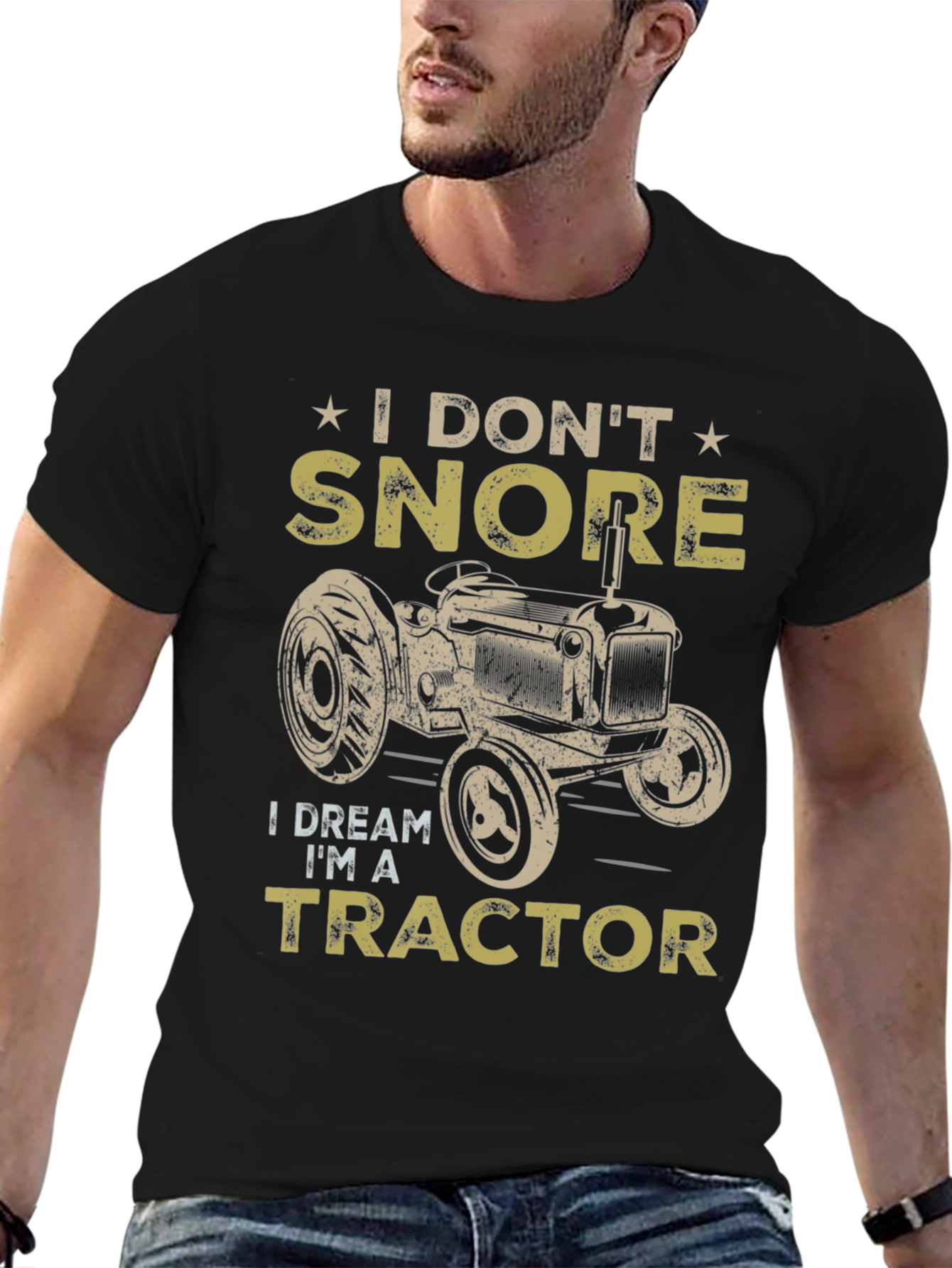 Black I Don't Snore, I Dream I'm A Tractor Graphic Tee view 6