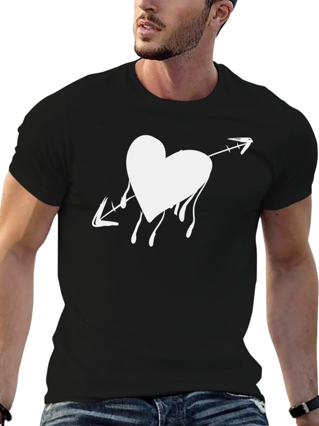 Black Heart Arrow Graphic Tee - Stylish Black T-Shirt view 6