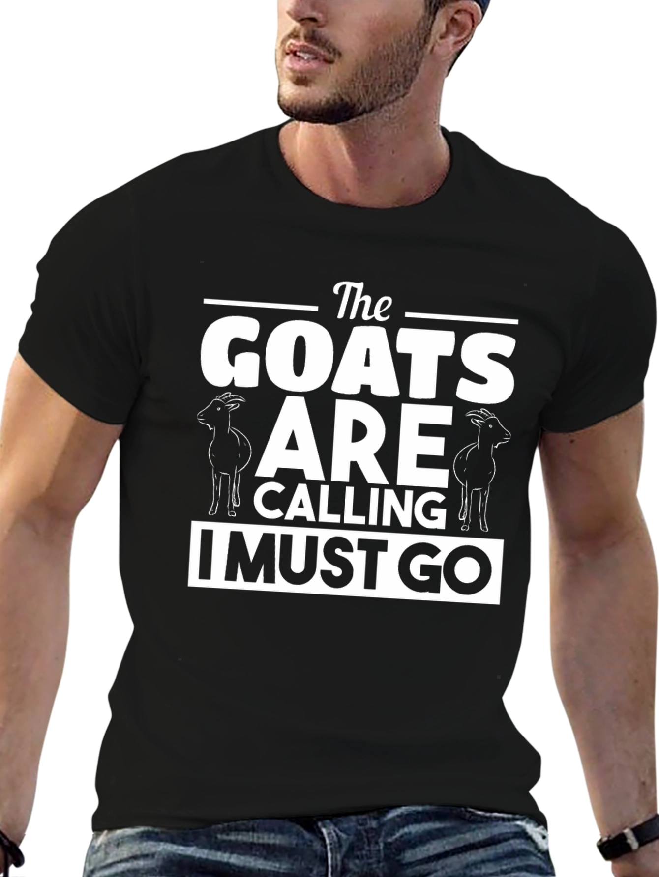 Black The Goats are Calling Men's Black T-Shirt view 6