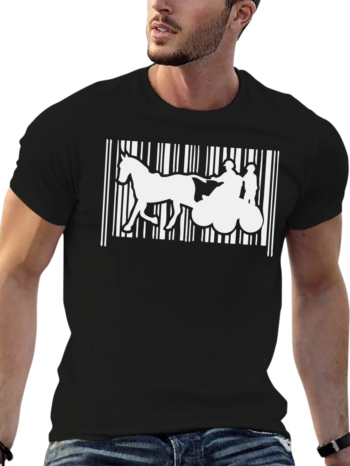 Horse Drawn Chariot Barcode T-Shirt - 6