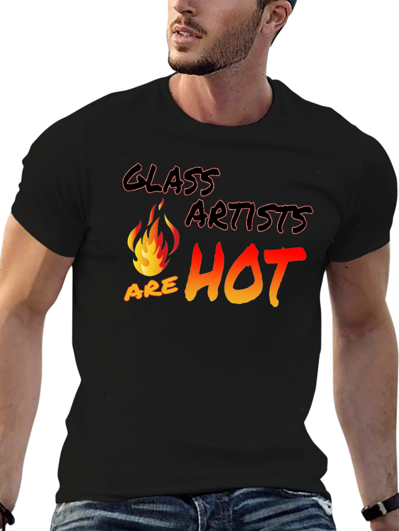 Black Glass Artists Are Hot Black T-Shirt view 6
