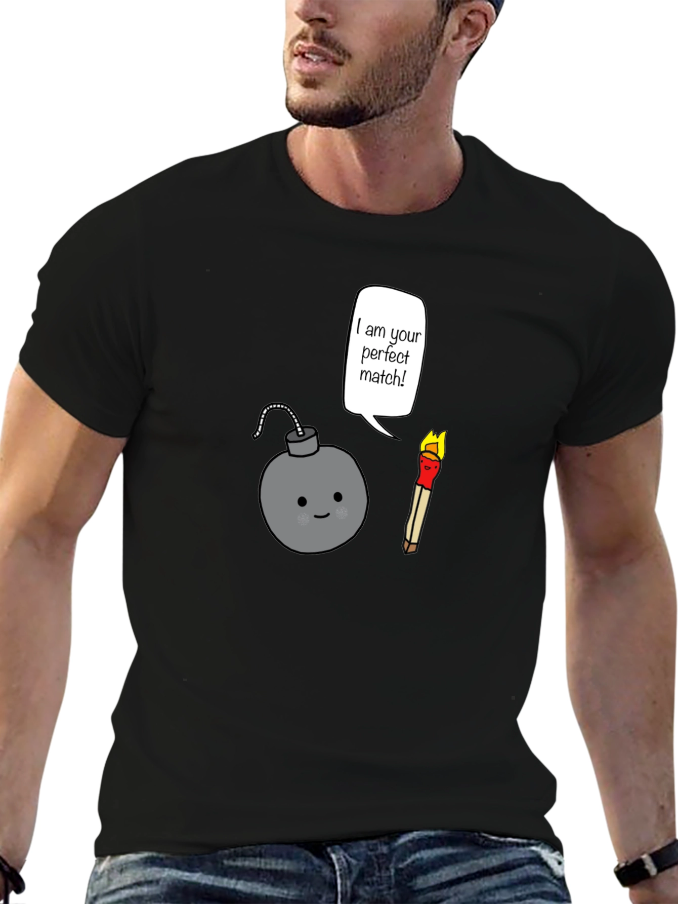 Black Perfect Match Funny Bomb T-Shirt view 6