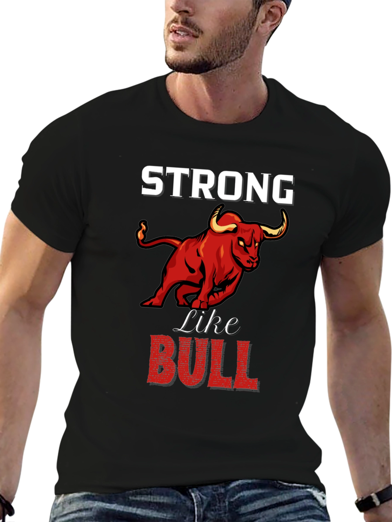 Black Strong Like Bull Graphic Tee view 6