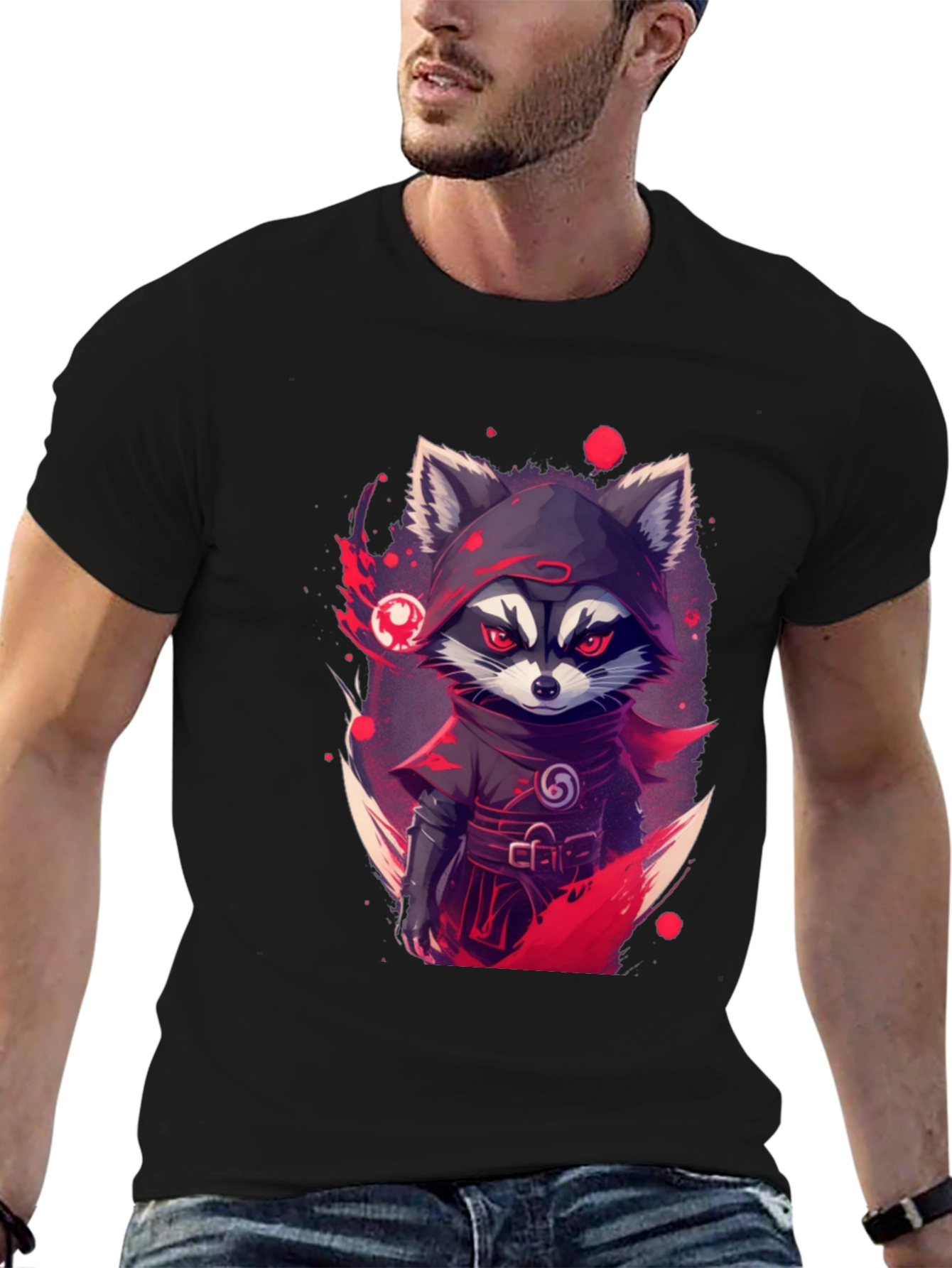 Black Ninja Raccoon Graphic Tee - Urban Style view 6