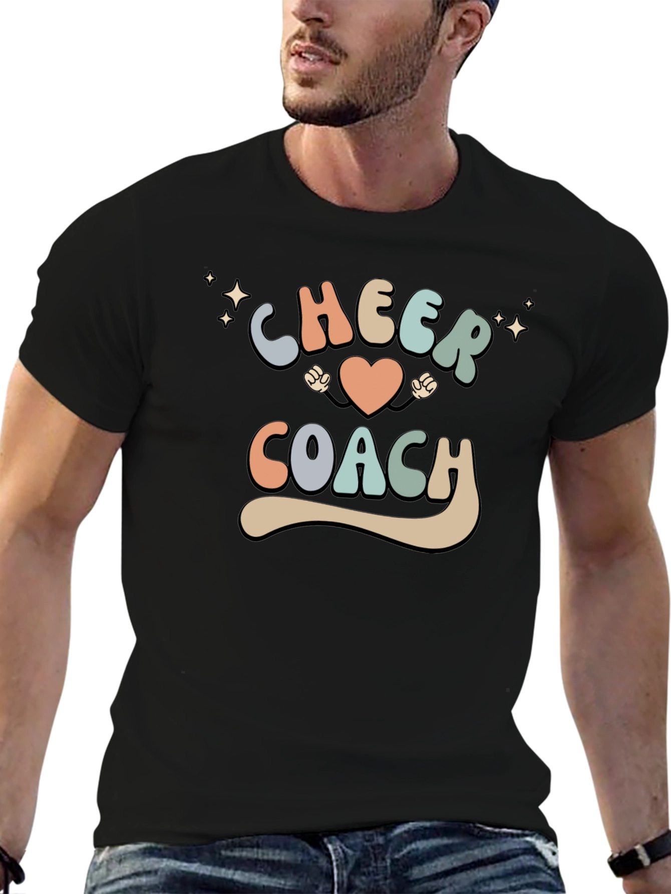 Black Cheer Coach Graphic Tee - Perfect for Cheerleading! view 6