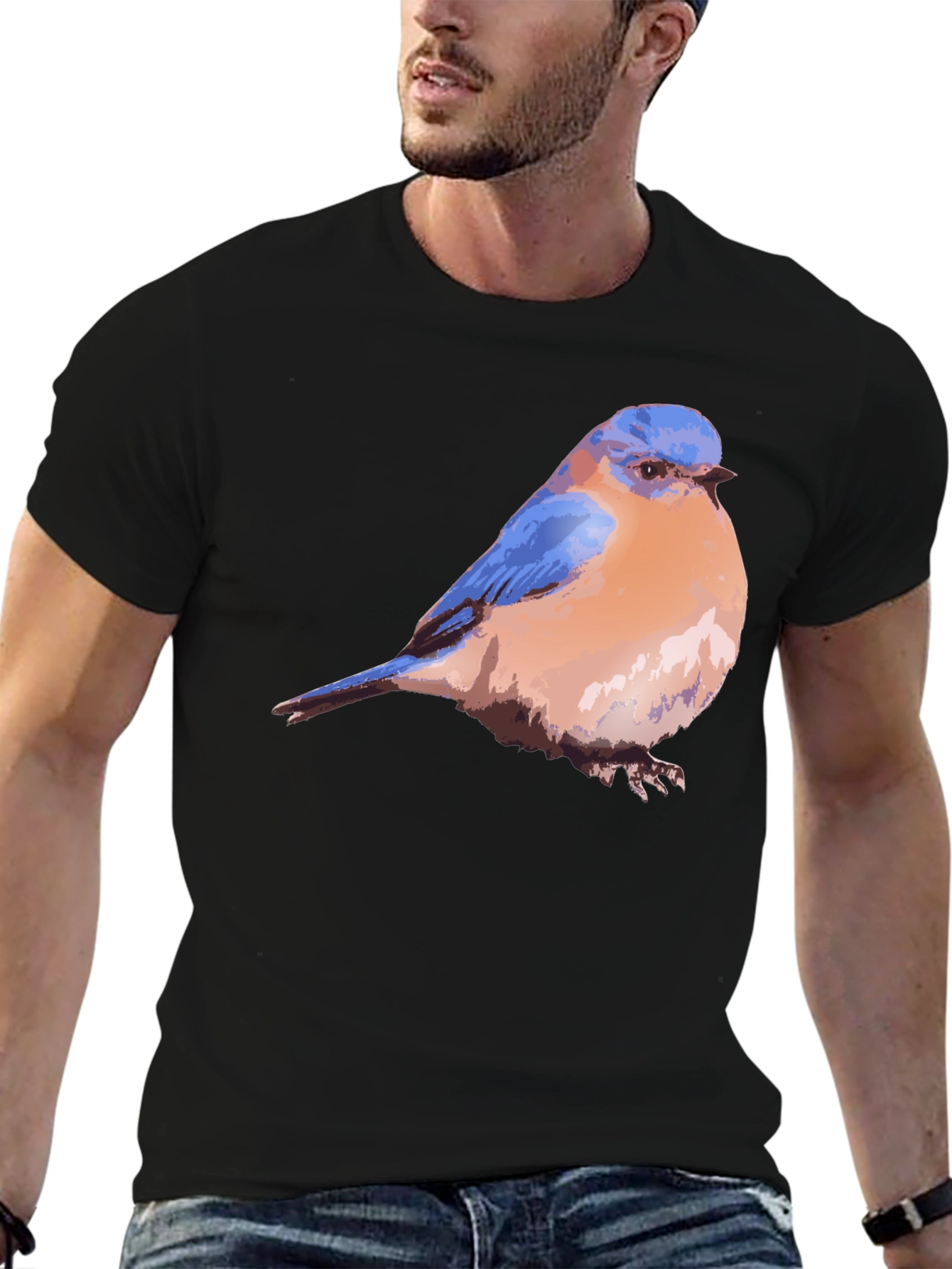 Black Bluebird Graphic Black T-Shirt view 6