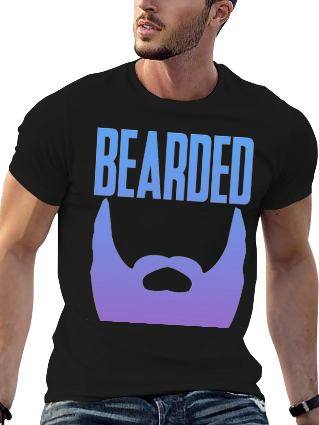Black Bearded Graphic Tee - Black Men's T-Shirt view 6