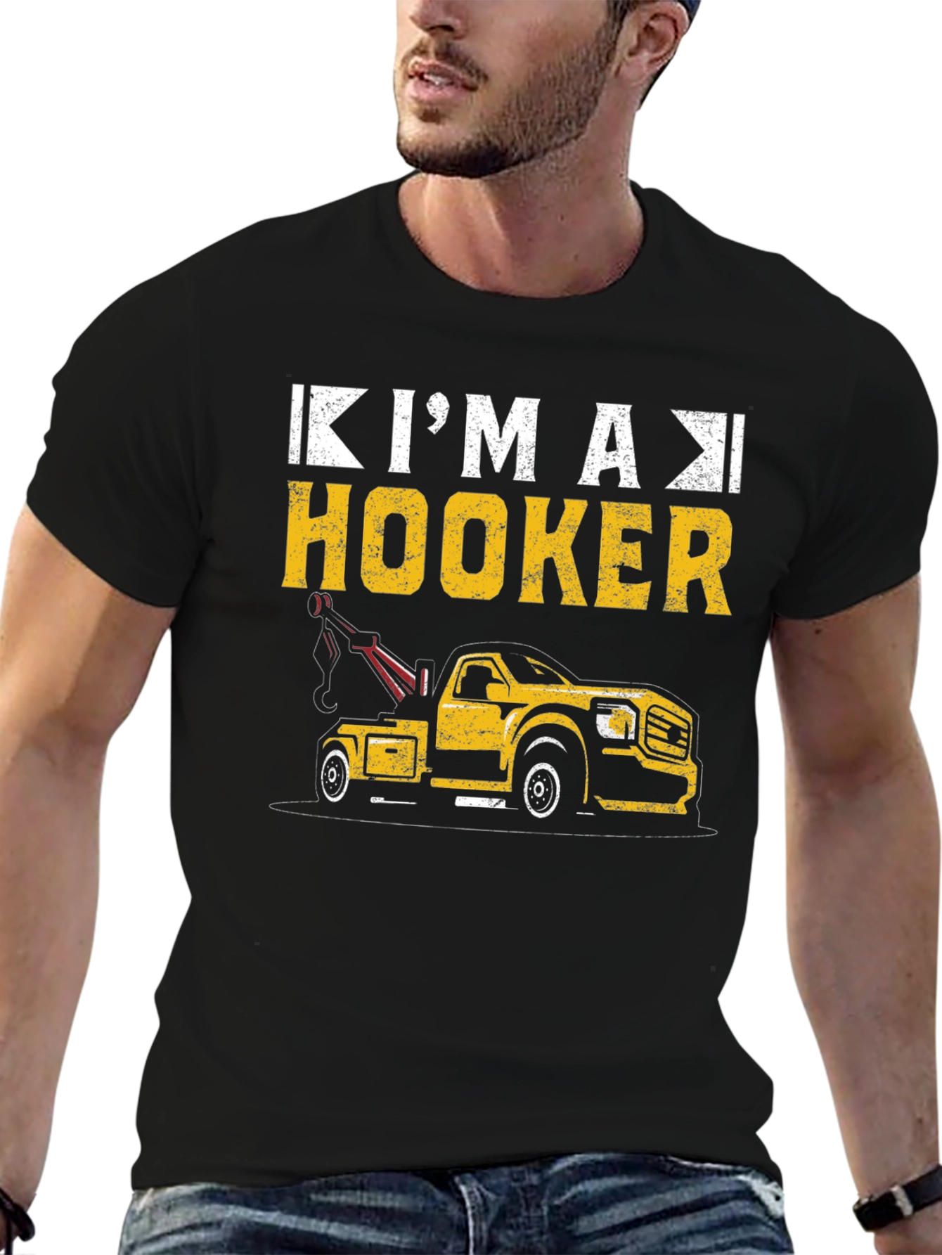 Black I'm A Hooker Tow Truck T-Shirt view 6