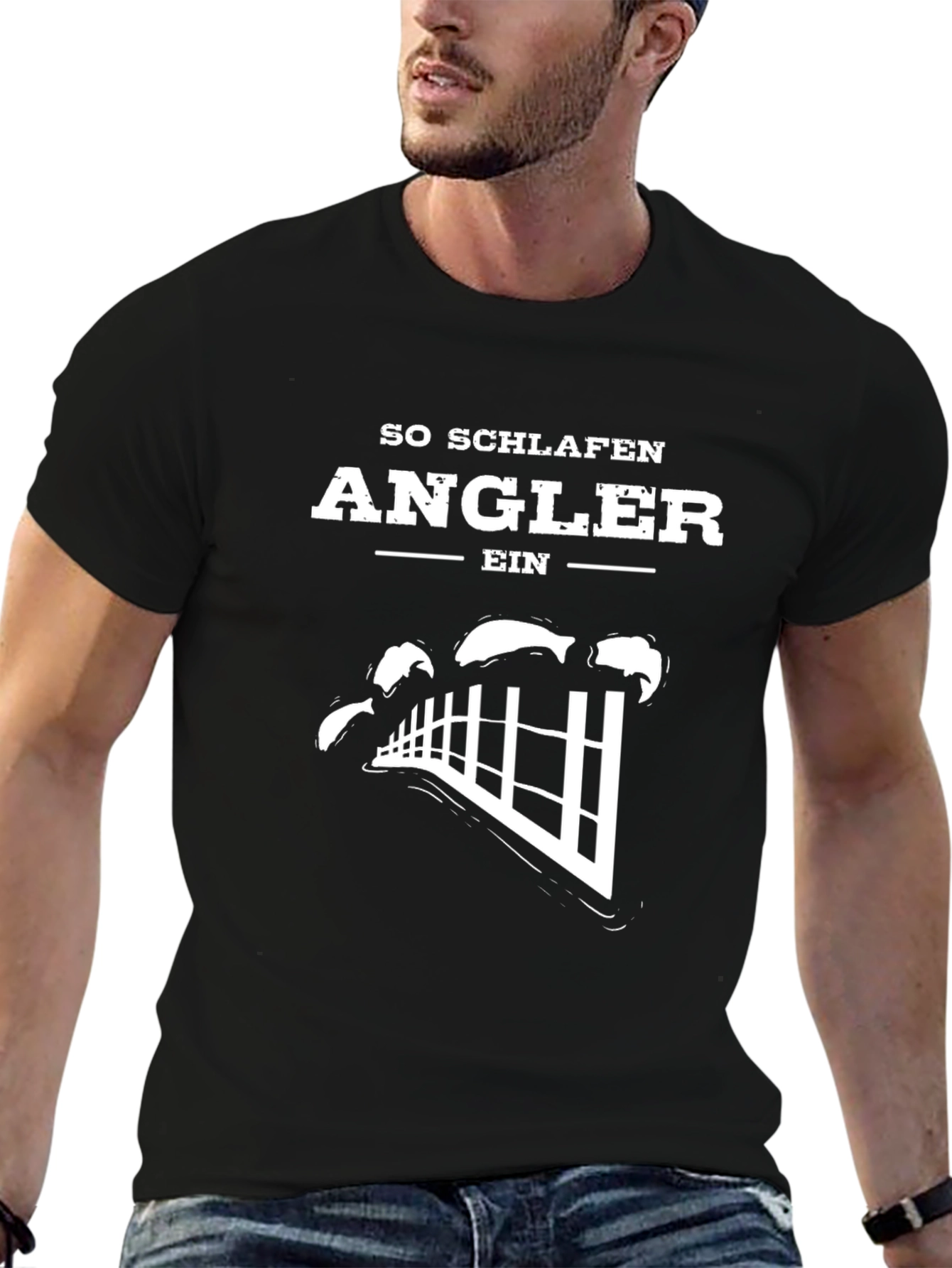 Black Angler Sleep T-Shirt - Funny Fisherman Tee view 6